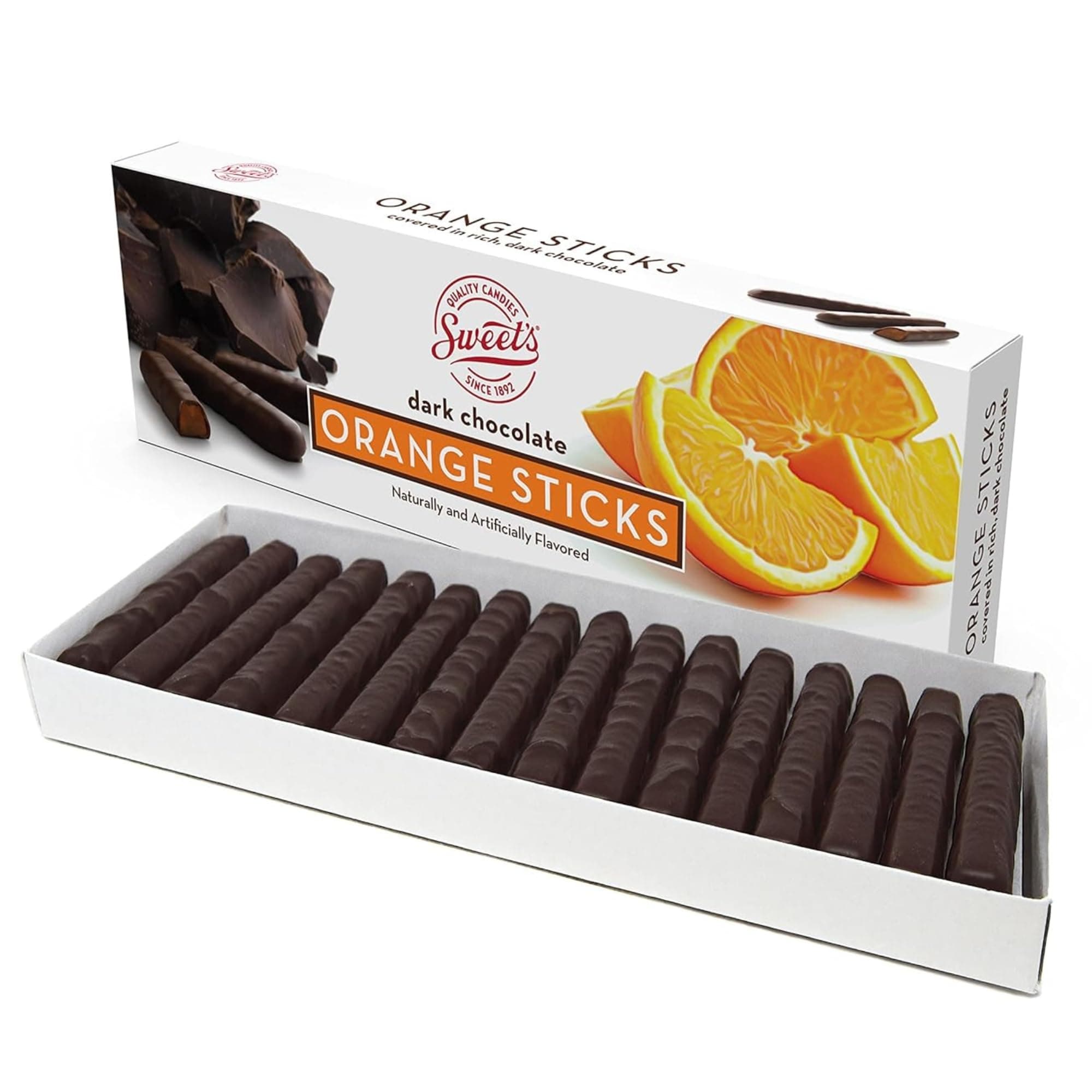 Sweet Candy Company Dark Chocolate Orange Sticks - Gourmet Chocolate Covered Sticks, Chocolate Fruit Flavored Sticks, Gift Idea for Holidays, Gluten Free, Kosher - 10.5 oz Box