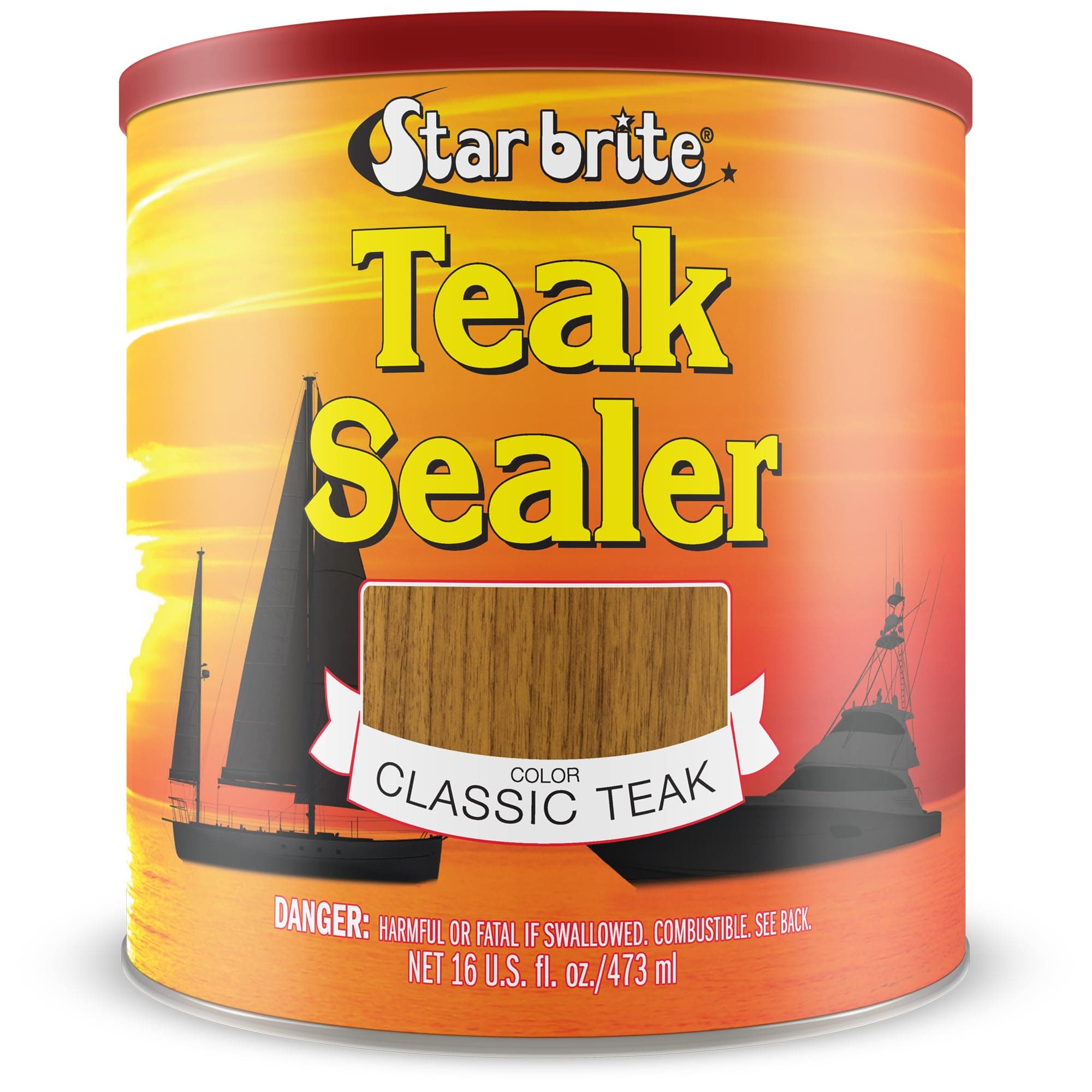 STAR BRITE Teak Sealer - No Drip, No Splash Formula - One-Coat, Durable Protection for All Fine Woods - Perfect for Outdoor Furniture & Marine Use - Classic Teak 16 OZ (088016)