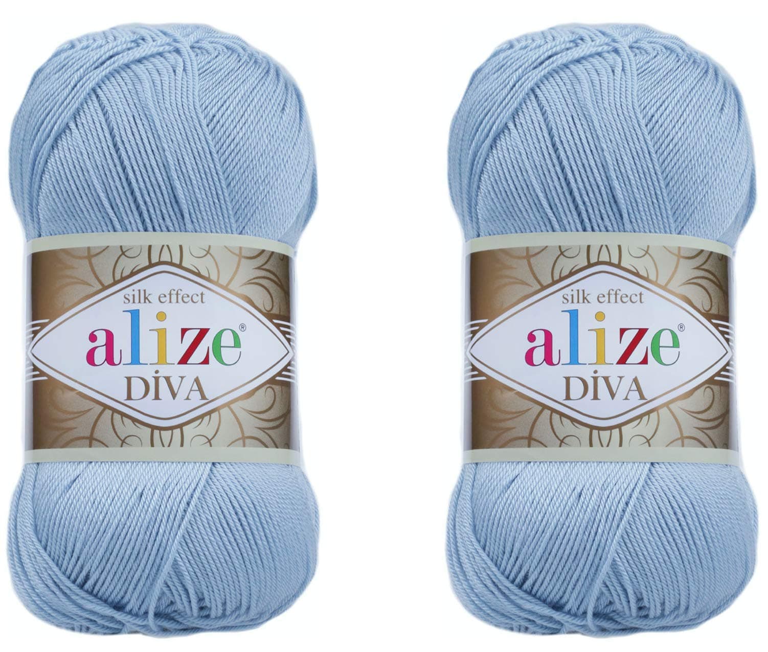 Alize Diva Hand Knitting Yarn - 100% Microfiber Acrylic With Silk Effect - Crochet Art Lace Craft - 2 Skeins, 200gr, 767 Yds (350-Sea Blue)