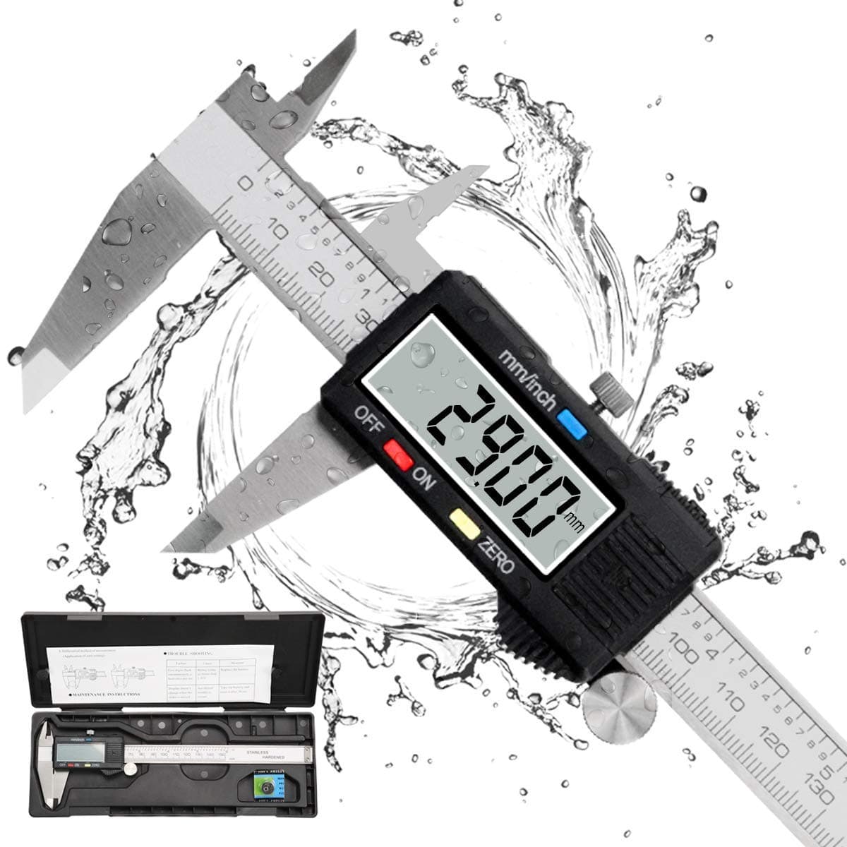 Waterproof Digital Vernier Caliper – Stainless Steel Electronic Measuring Tool (0–150mm / 0–6 Inch) with LCD Display, Inch/MM Conversion, IP54 Protection(a-150mm)