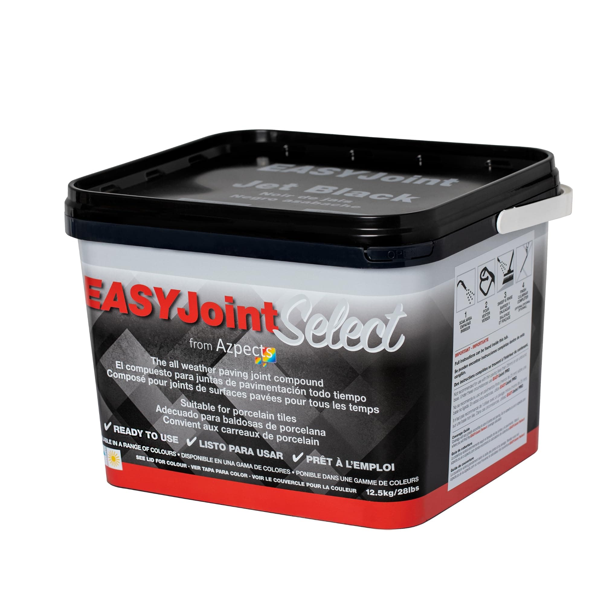 EASYJoint Select Patio Sand Ready Mixed Paving Jointing Compound For Outdoor Ceramic, Porcelain Tiles And More. 12.5kg All Weather, Strong And Durable Sweep In Joint Compound - Jet Black
