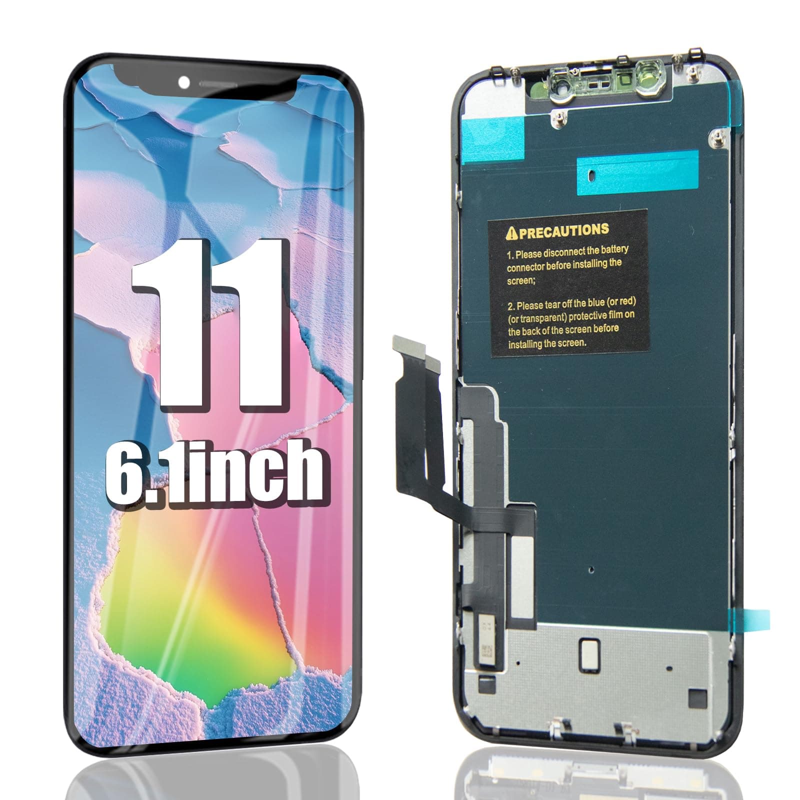EFAITHFIX for iPhone 11 LCD Screen Replacement 6.1 Inch LCD Display 3D Touch LCD Screen Digitizer Full HD Frame Assembly Compatible with (Model A2111, A2221, A2223) with Waterproof Adhesive, No Tools