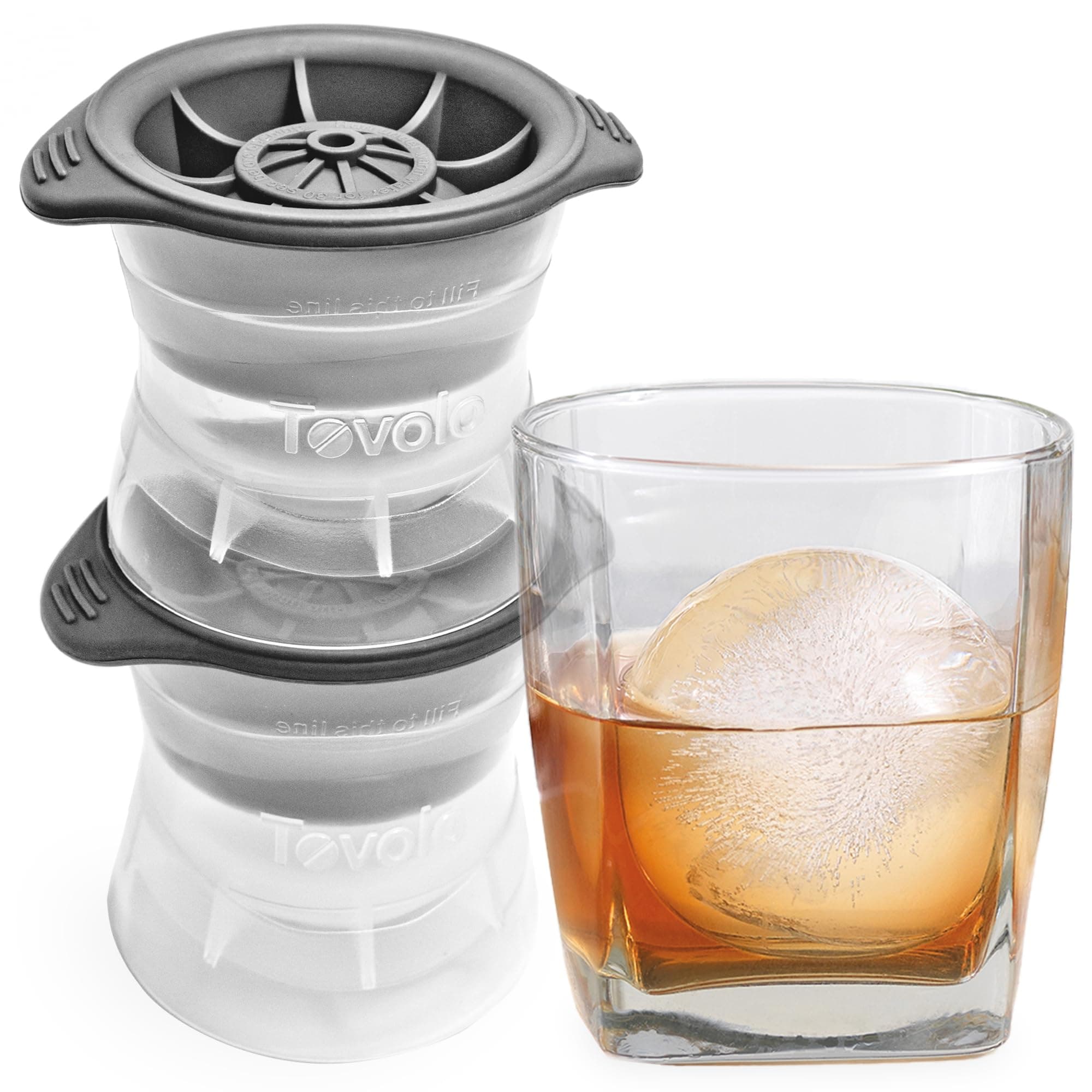 Tovolo Colossal Leak-Free, Anti-Tip, Silicone Cap Ice Stackable Molds for Whiskey, Spirits, Liquor, Cocktails 80-9697