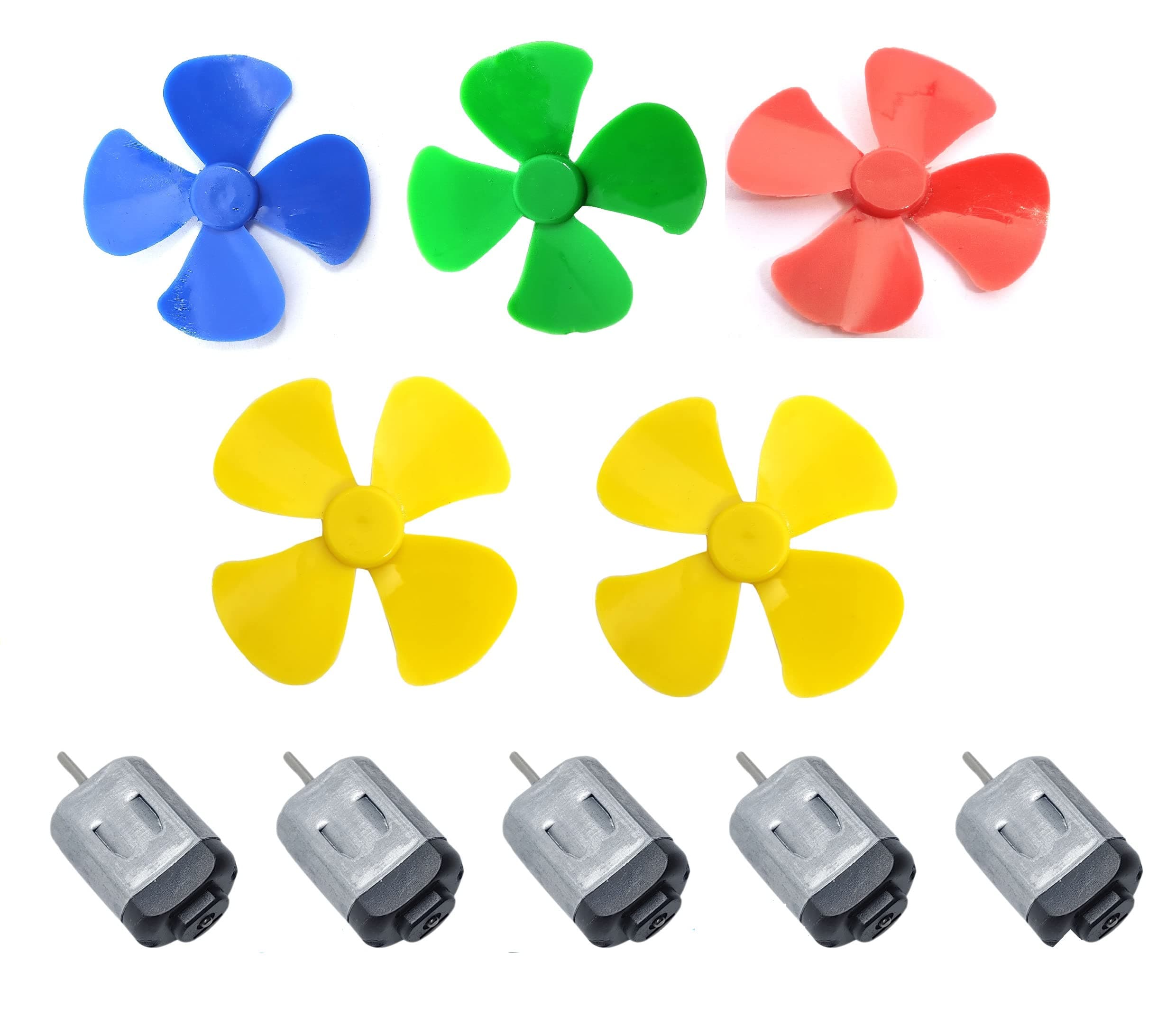 Scriptronics® 5Pcs 3V to 9V DC Flat Small Size Toy Motor with Multi Color 5 Pcs Toy Motor Fan Science & Fun Innovation Kit