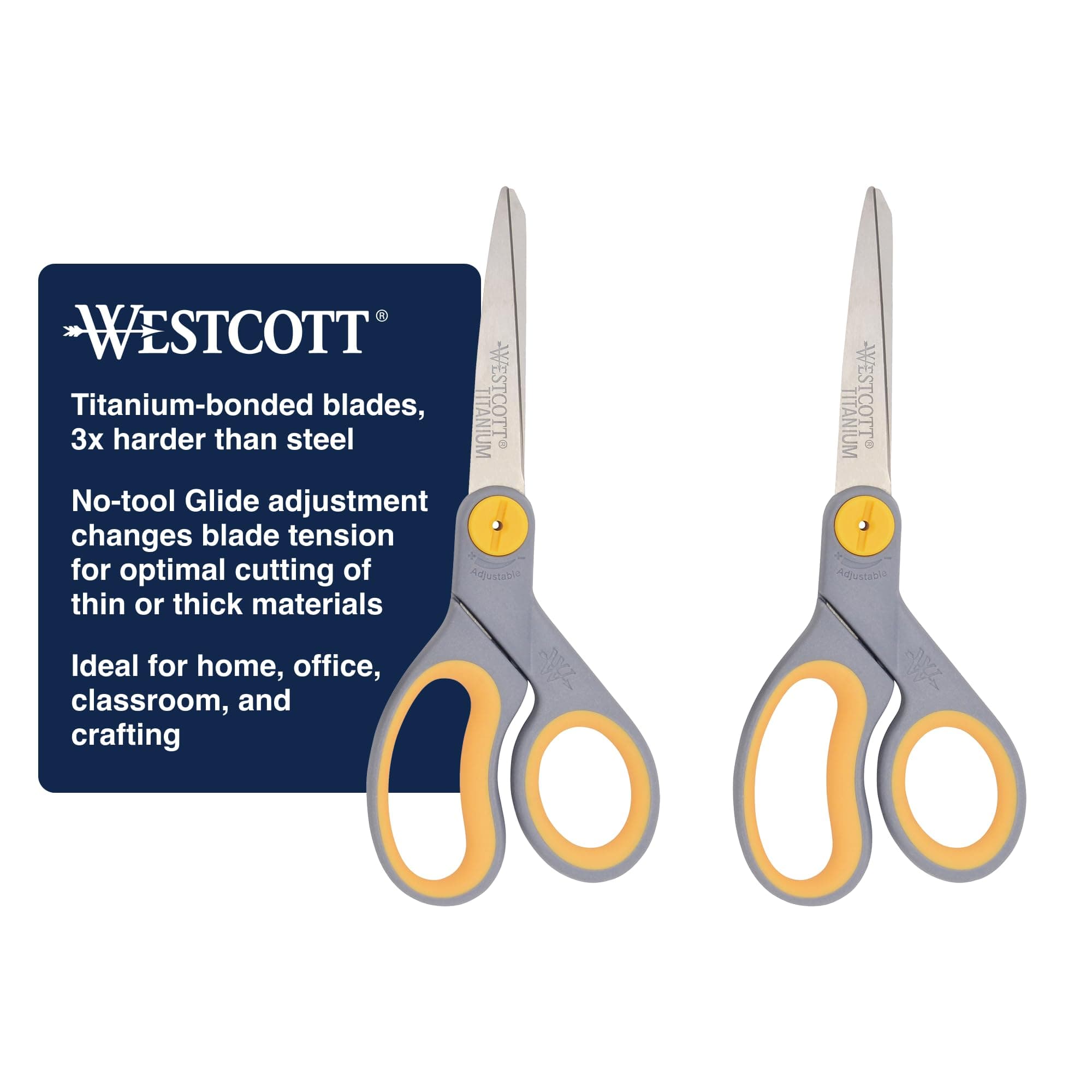 Westcott Straight Titanium Scissors with New Handle Design, 8-Inch, Two per Pack