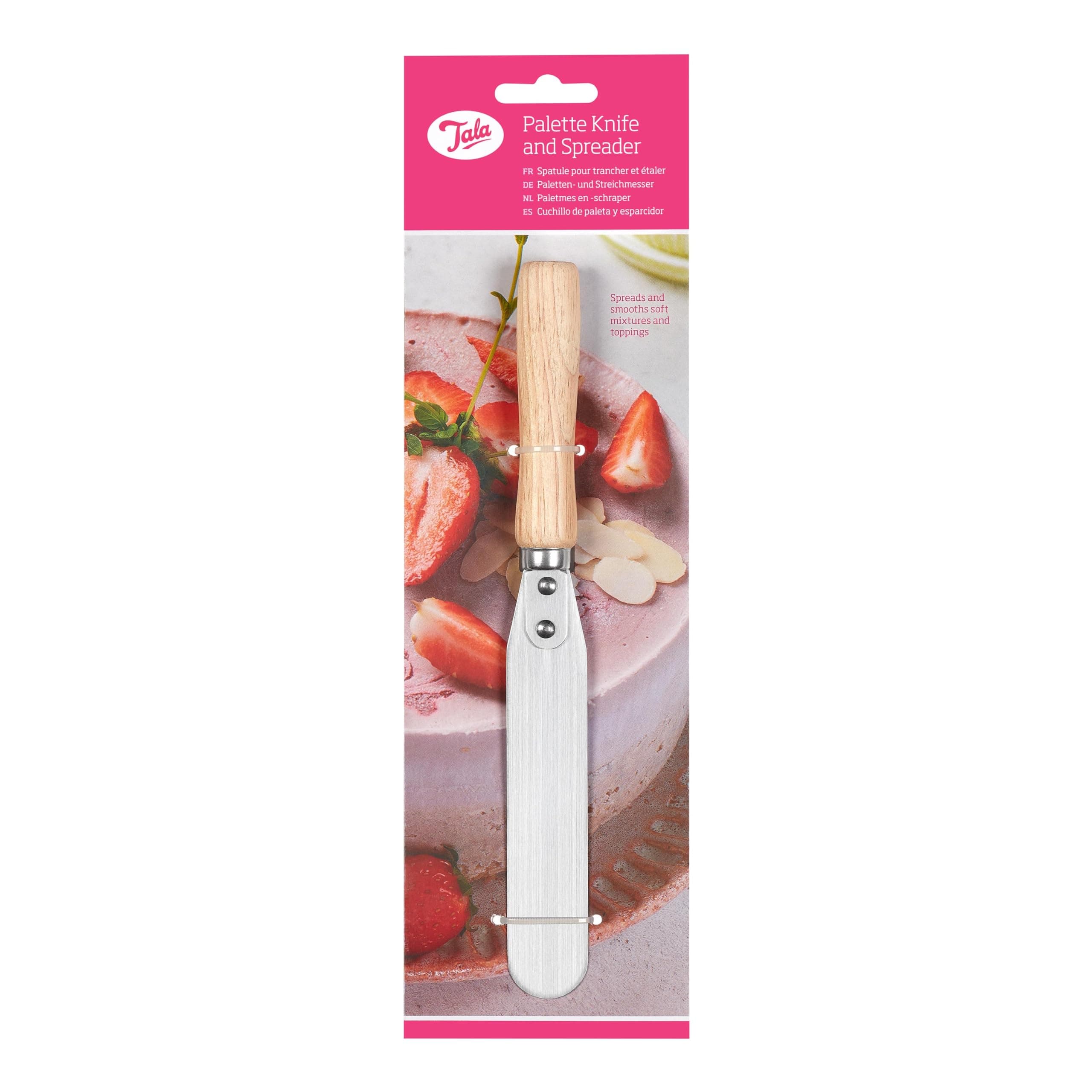 Tala Traditional Style Pallette Knife, Multi-use Kitchen Spatula, Perfect for decorating cakes and freshly baked goods, Stainless Steel Spreader with wooden handle