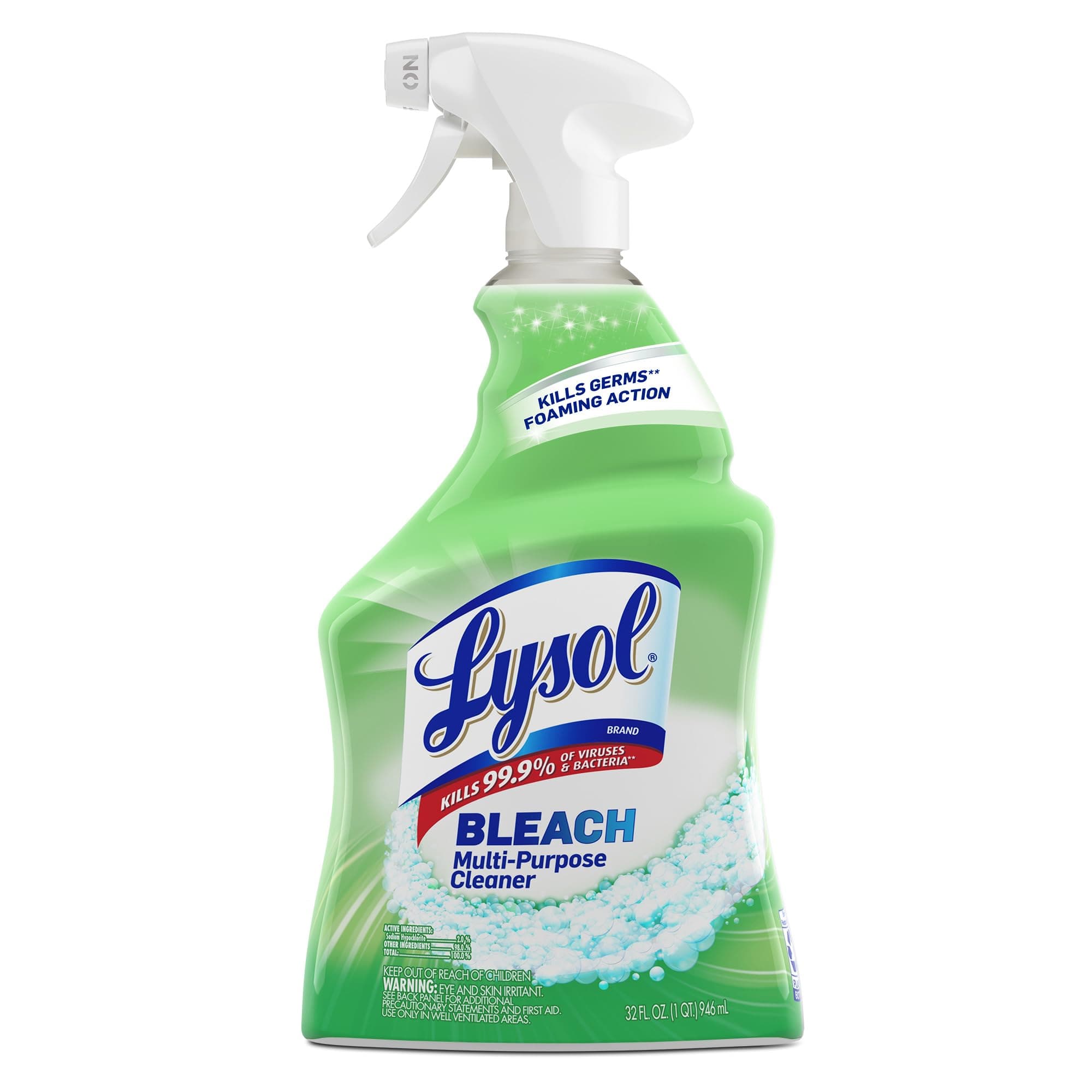 Lysol Multi-Purpose Cleaner Sanitizing and Disinfecting Spray with Bleach, All Purpose Cleaning Spray for Bathrooms and Kitchens, 32oz