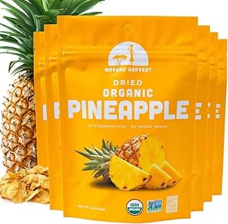 Pineapple Dried Fruit Snacks | Organic Dried Pineapple Chunks| Gluten Free Healthy Snacks for Kids and Adults | No Sugar Added, Vegan, Non GMO, Direct Trade | 2 Ounce, Pack of 6