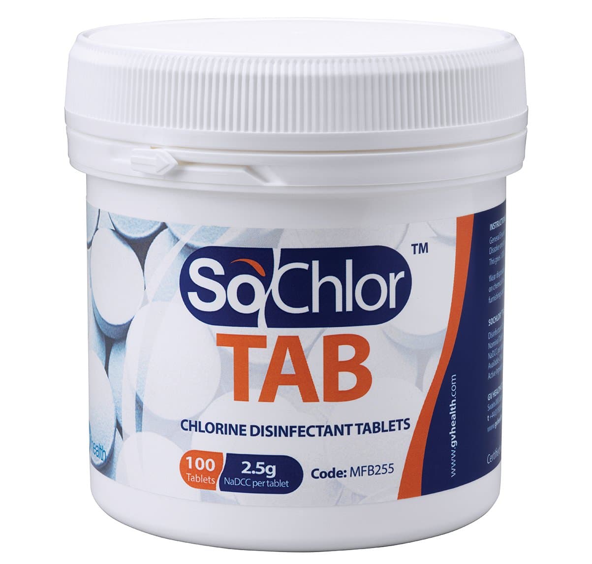 TAB Chlorine Disinfectant Tablets 2.5g NaDCC - 600 Tablets (6X 100 pots)
