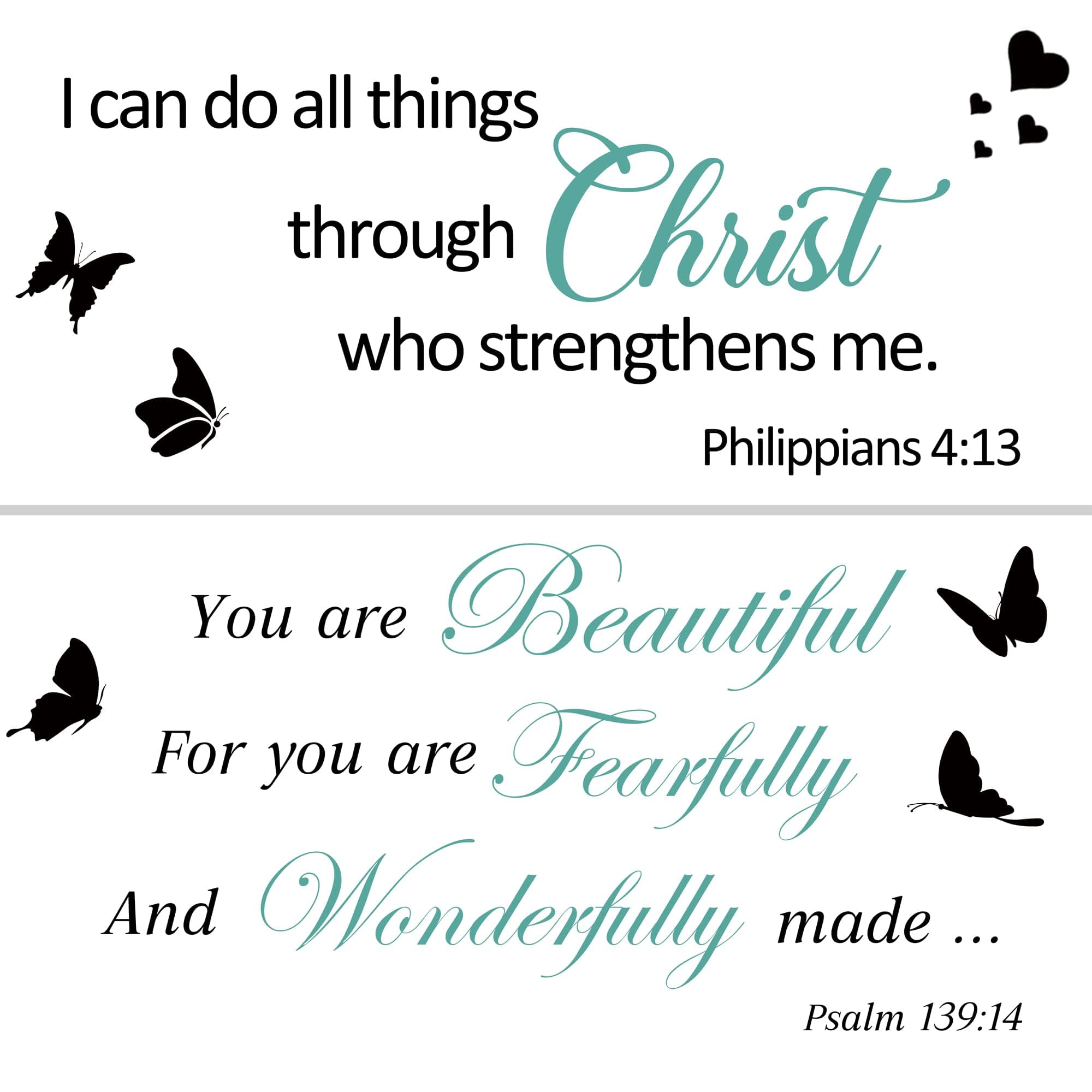 Large Bible Verse Wall Decals Christian Scripture Vinyl Wall Art Stickers God Inspirational Quotes Wall Decal Motivational Jesus Sayings Religious Wall Decor For Family Home Bedroom Living Room Church