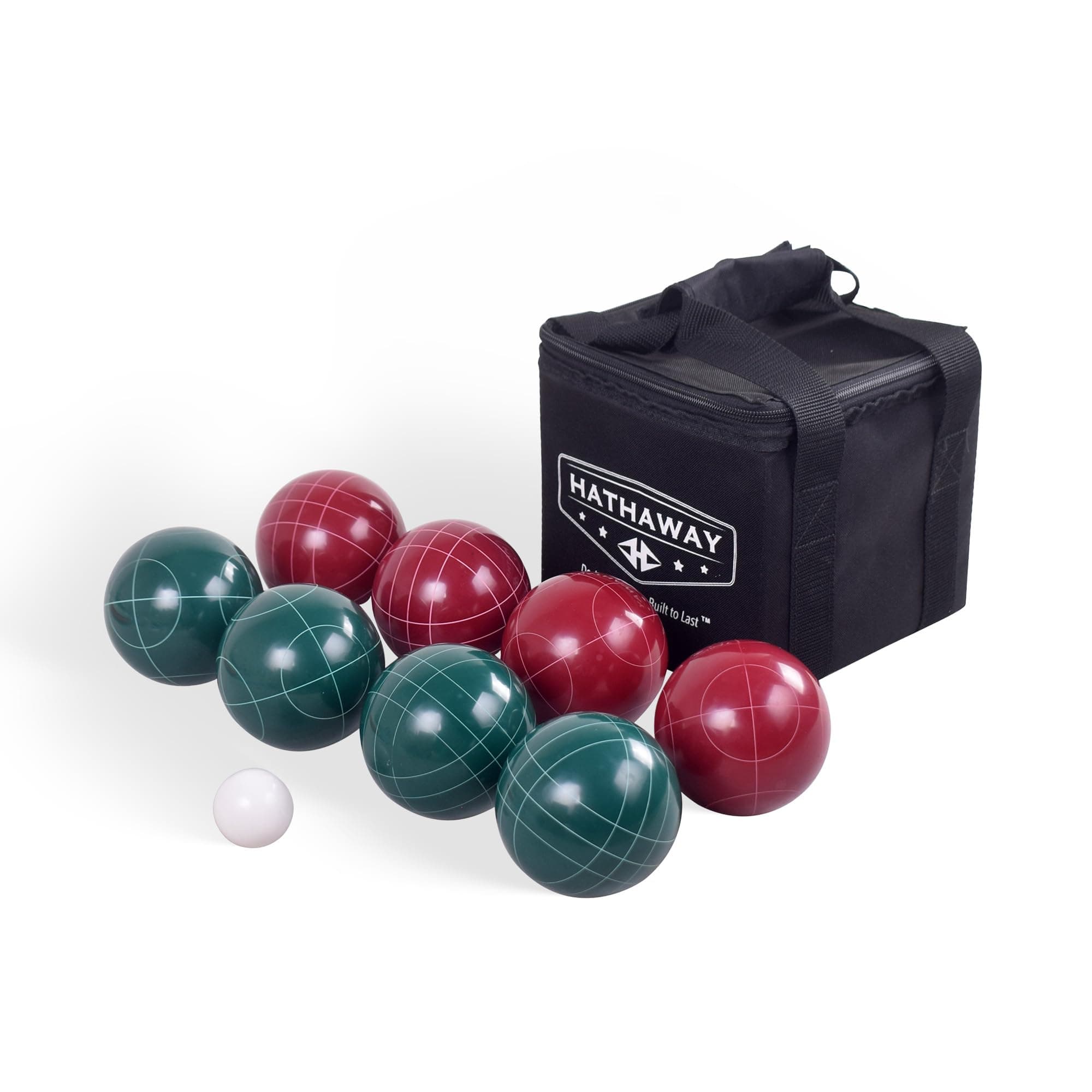 Bocce Ball Set - Includes 8 3.5" Resin Bocce Balls, a 1.5" Pallino Ball, Official Rule Book, & Nylon Carrying Bag - Basic Bocce Ball Game Set for Beach Outings, Backyards, & More