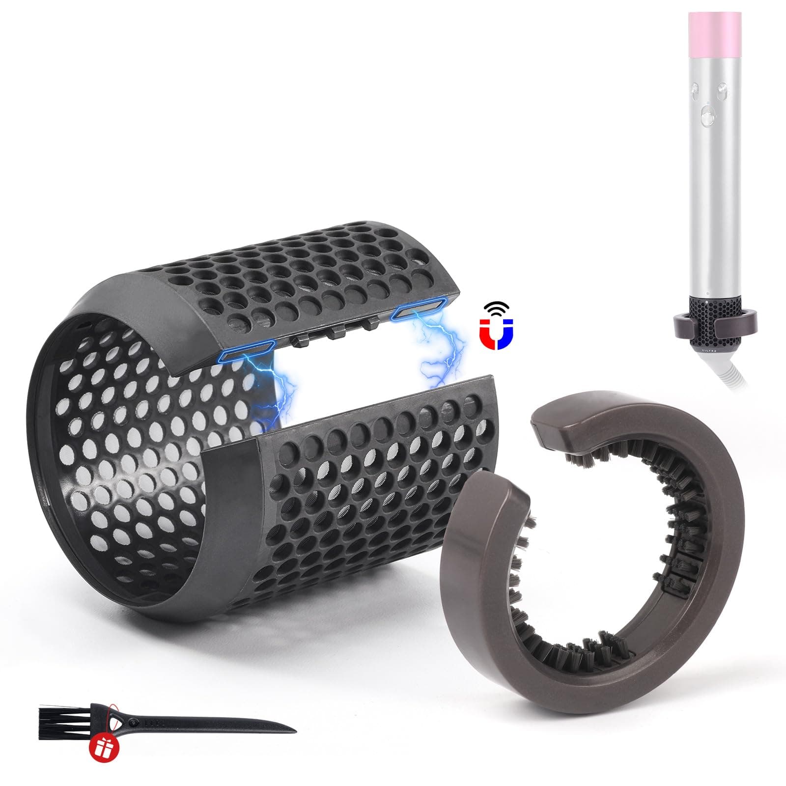 Outer Filter Cover Compatible with Dyson Airwrap Hair Styler with Filter Cleaning Brush HS01 HS05 Magnetic Filter Cage Replacement Parts