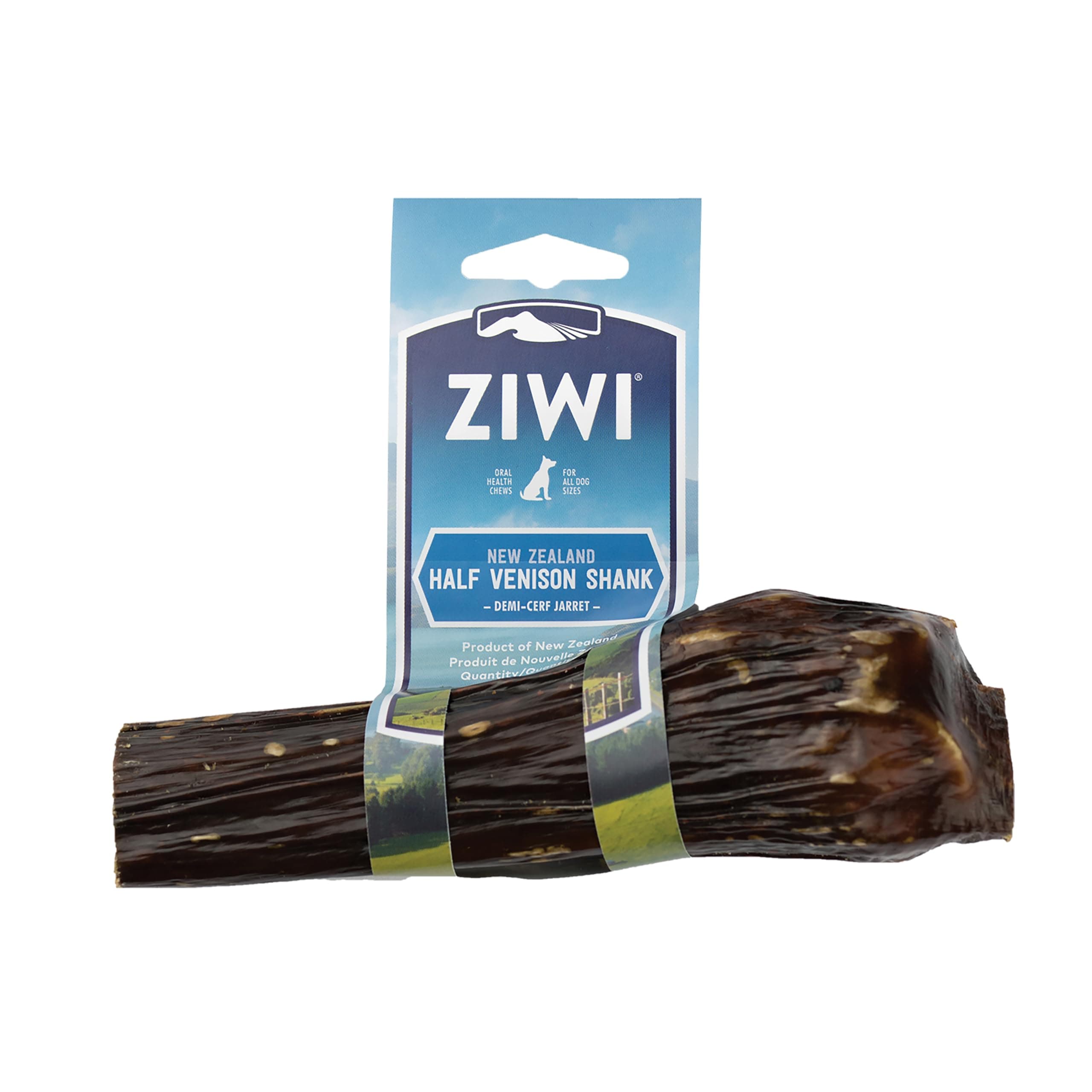 ZIWI Venison Deer Half Shank – 2-in-1 Dog Bone Chew Treat Wrapped in Beef Eso...
