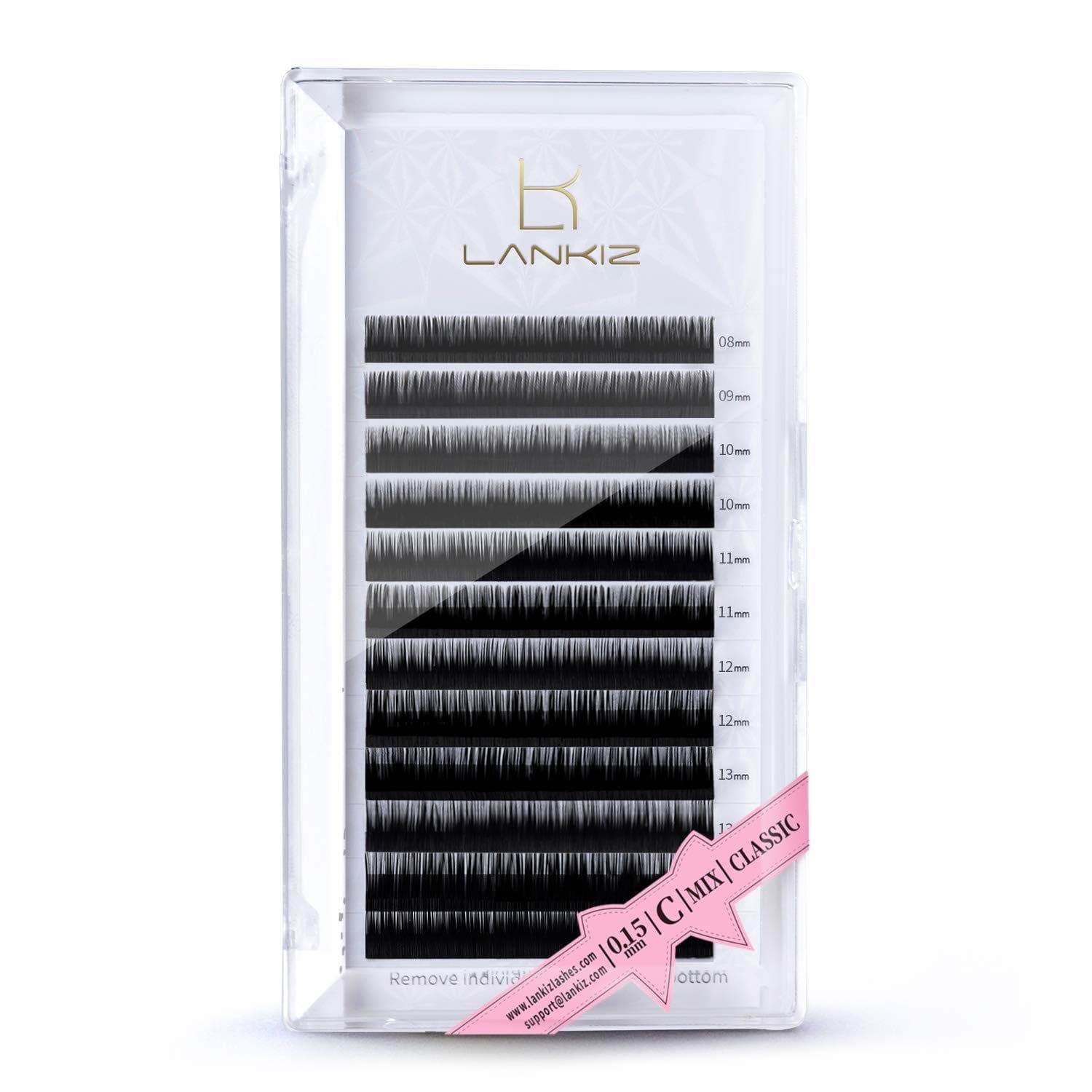 LANKIZEyelash Extensions C Curl 0.15mm Mixed Tray Volume Lash Extensions Individual False Eyelashes Extensions Salon Perfect Use
