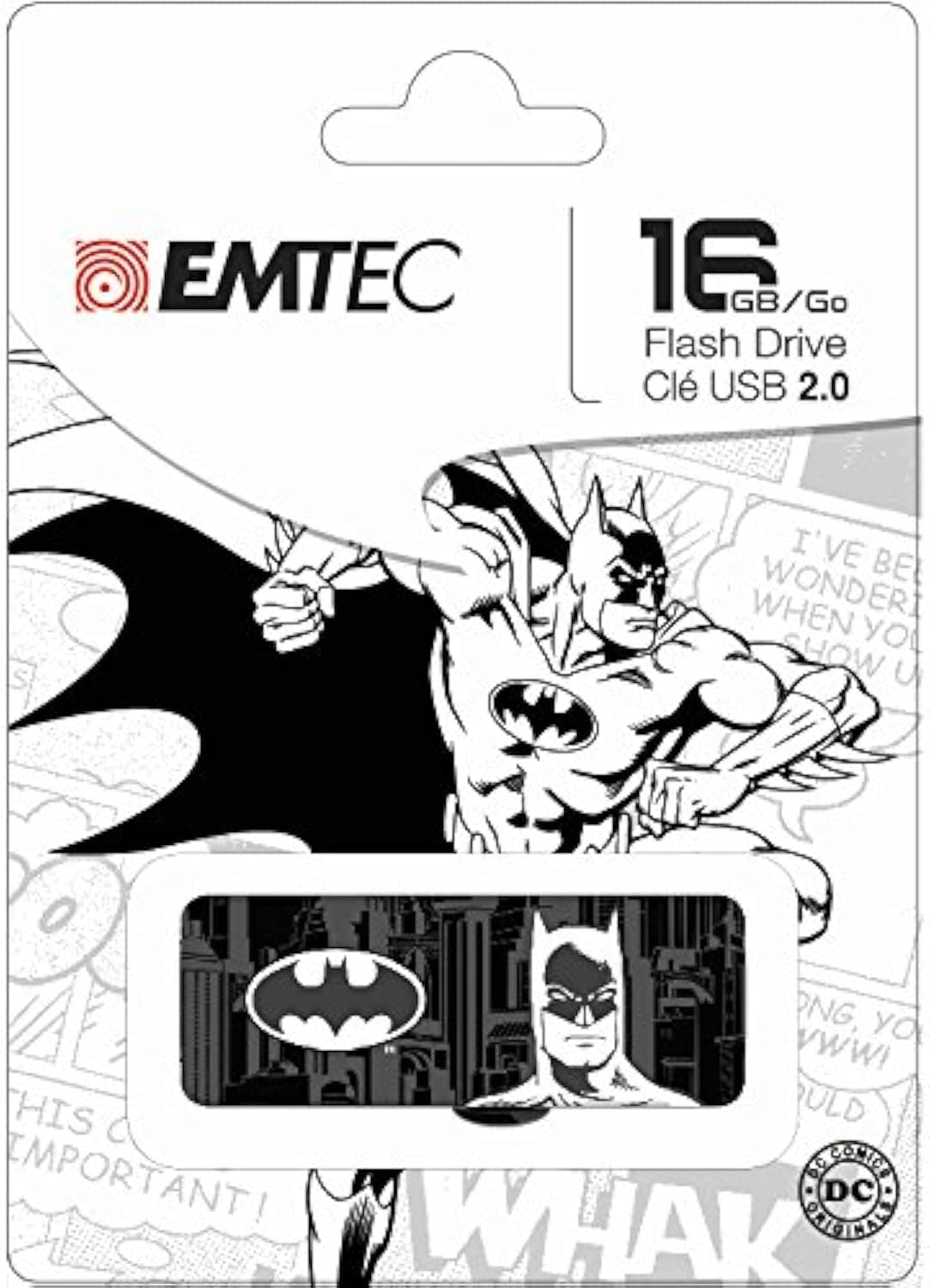 Black & White 16GB USB 2.0 SuperHero Flash Drive (ECMMD16GM700SP03)(Design may vary - Super Man, Batman, Wonder Women)