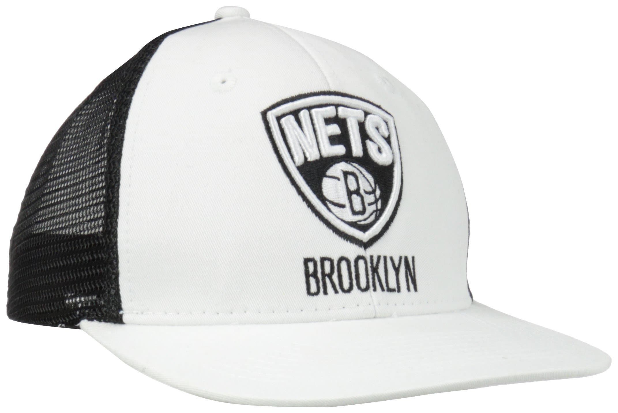NBA Brooklyn Nets Snapback Mesh Back Basic Logo Cap, White, One Size Fits All