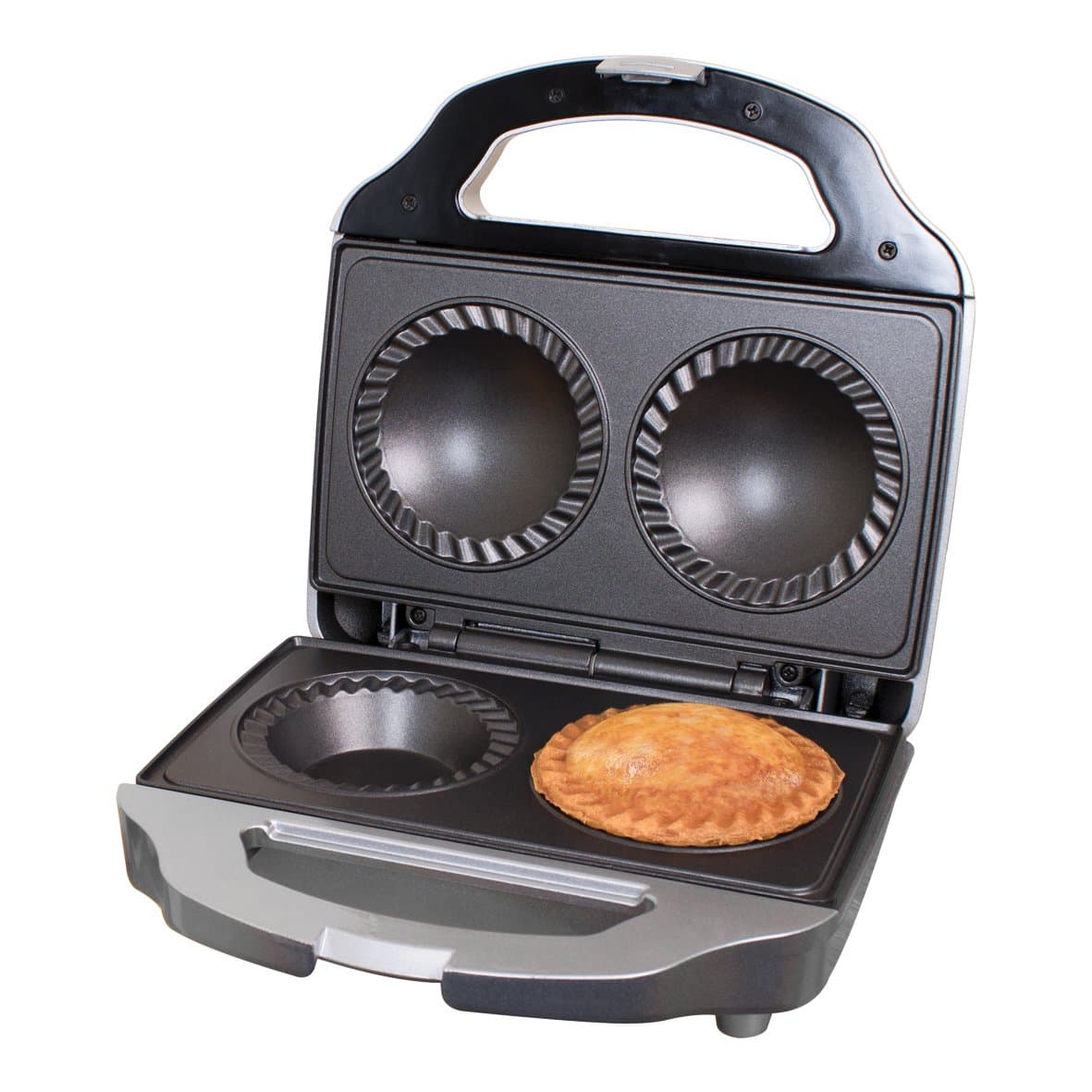 Quest Double Deep Fill Pie Maker/Features Built-In Crimping Edge & Separate Pastry Cutter/Makes Pies 9cm Diameter/Non-Stick Plates / 700W
