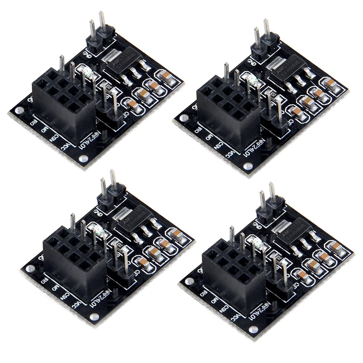 Makerfire 4pcs NRF24L01+ Breakout Adapter with on-board 3.3V Regulator for NRF24L01+ Wireless Module