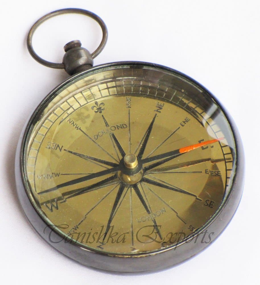 Nautical Open Face Pocket Compass Antique Style Brass Locket Compass Dollond London Poem Compass