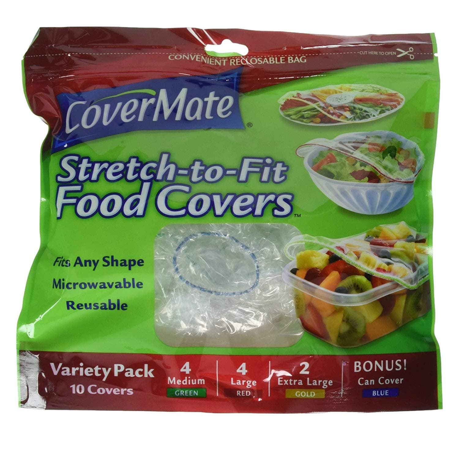 Stretch To Fit Food Storage Covers, 2 Pack (20 Covers Total)