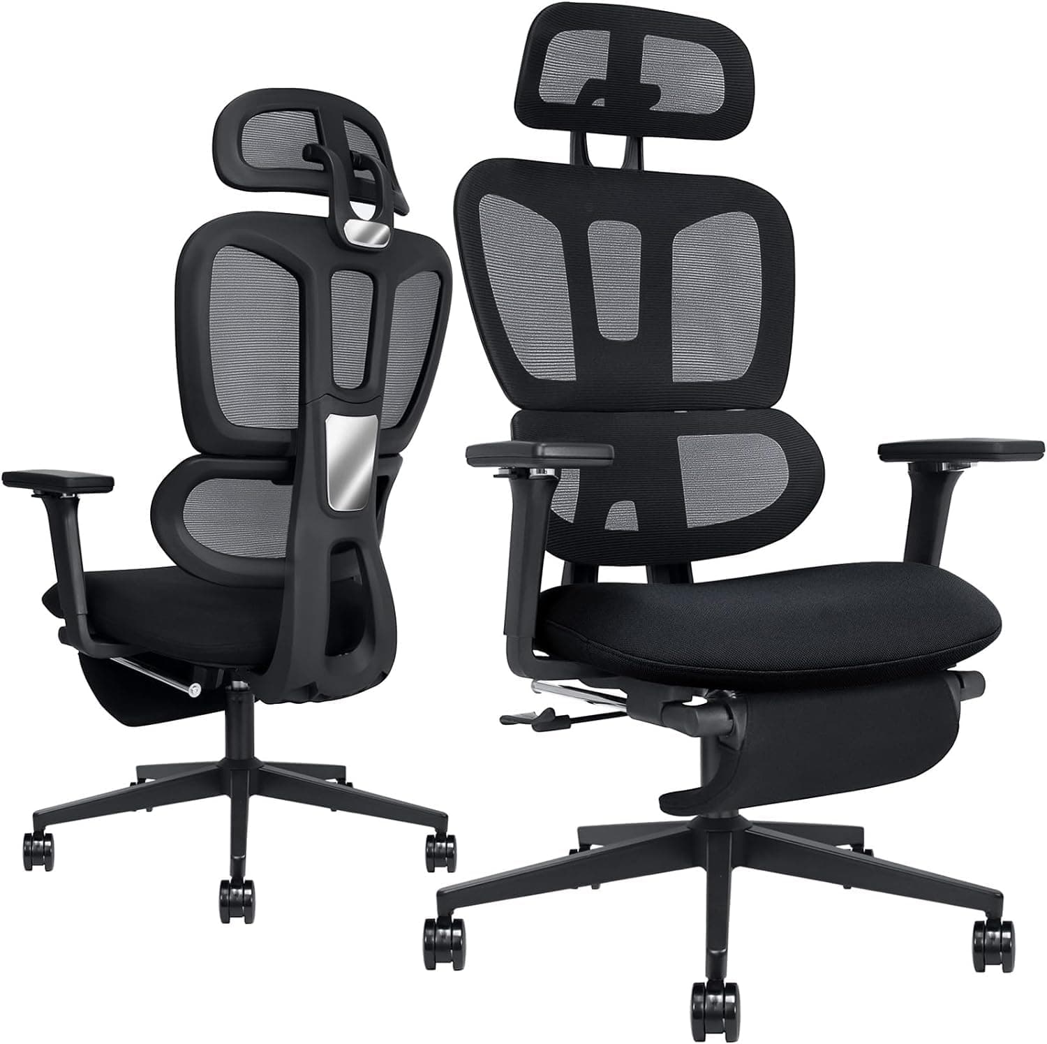 Office Chair with Footrest Black