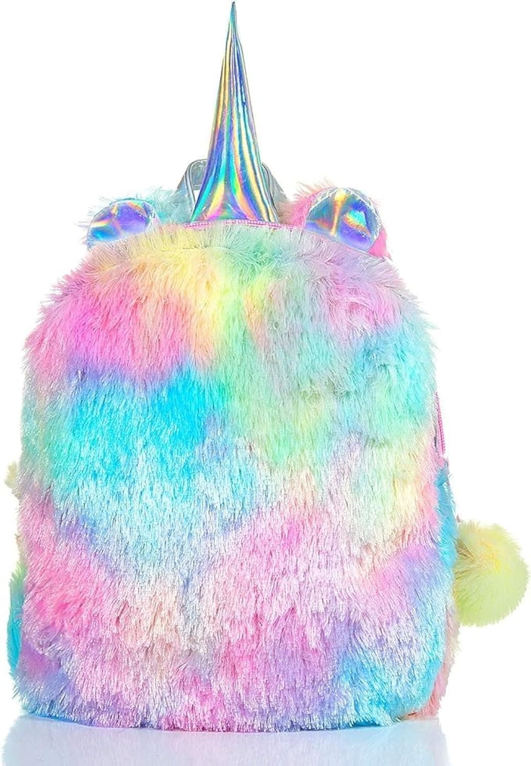 Mumoo Bear Cute Plush Unicorn Backpack,Fluffy Mini Unicorn Backpack Bags For Girls Kids Travel Plush Rainbow Schoolbag