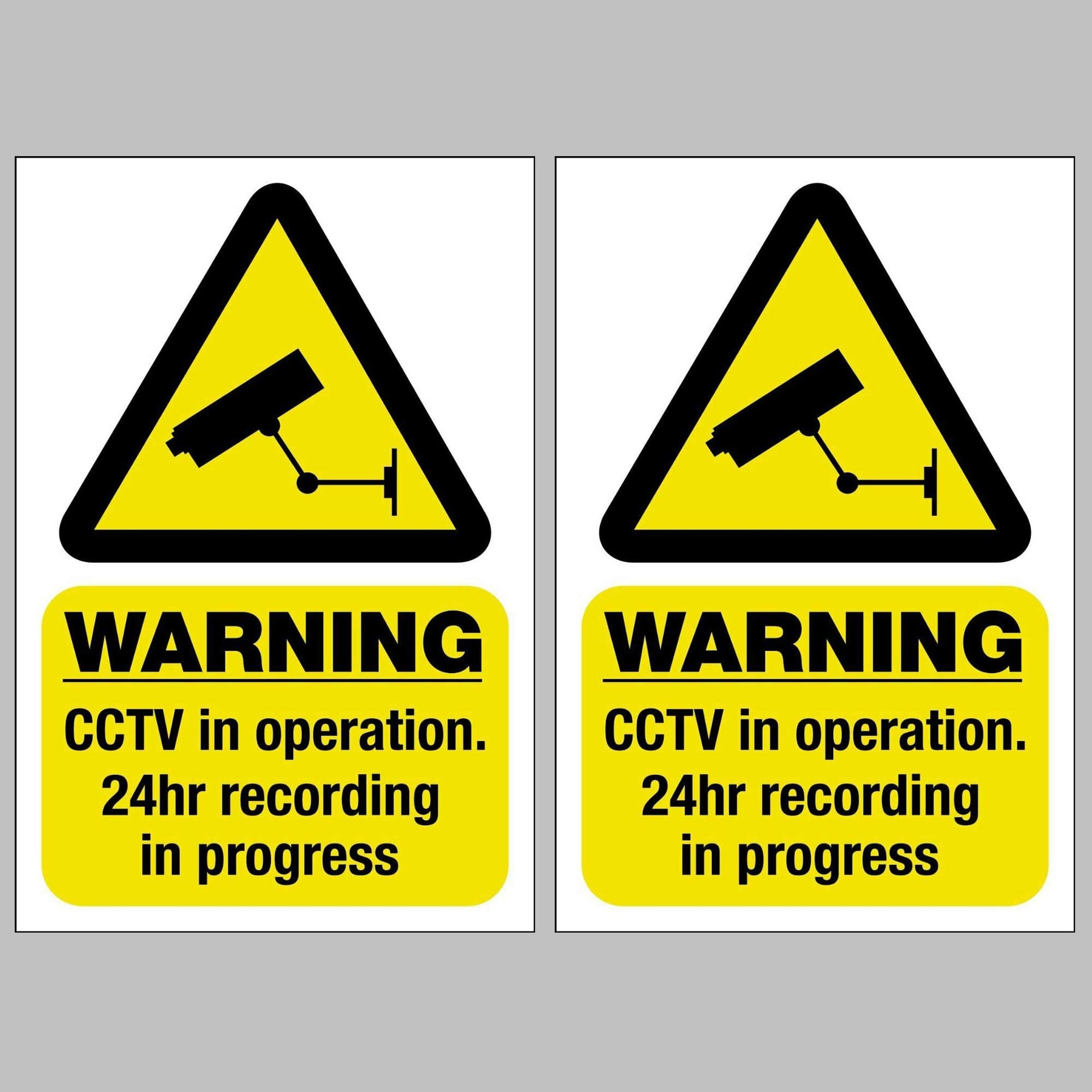 CCTV Camera Security (Self Adhesive BACKED) Sticker Signs 100 mm x 70 mm - Gloss Finish - Weatherproof & Waterproof - Pack Quantity = 2