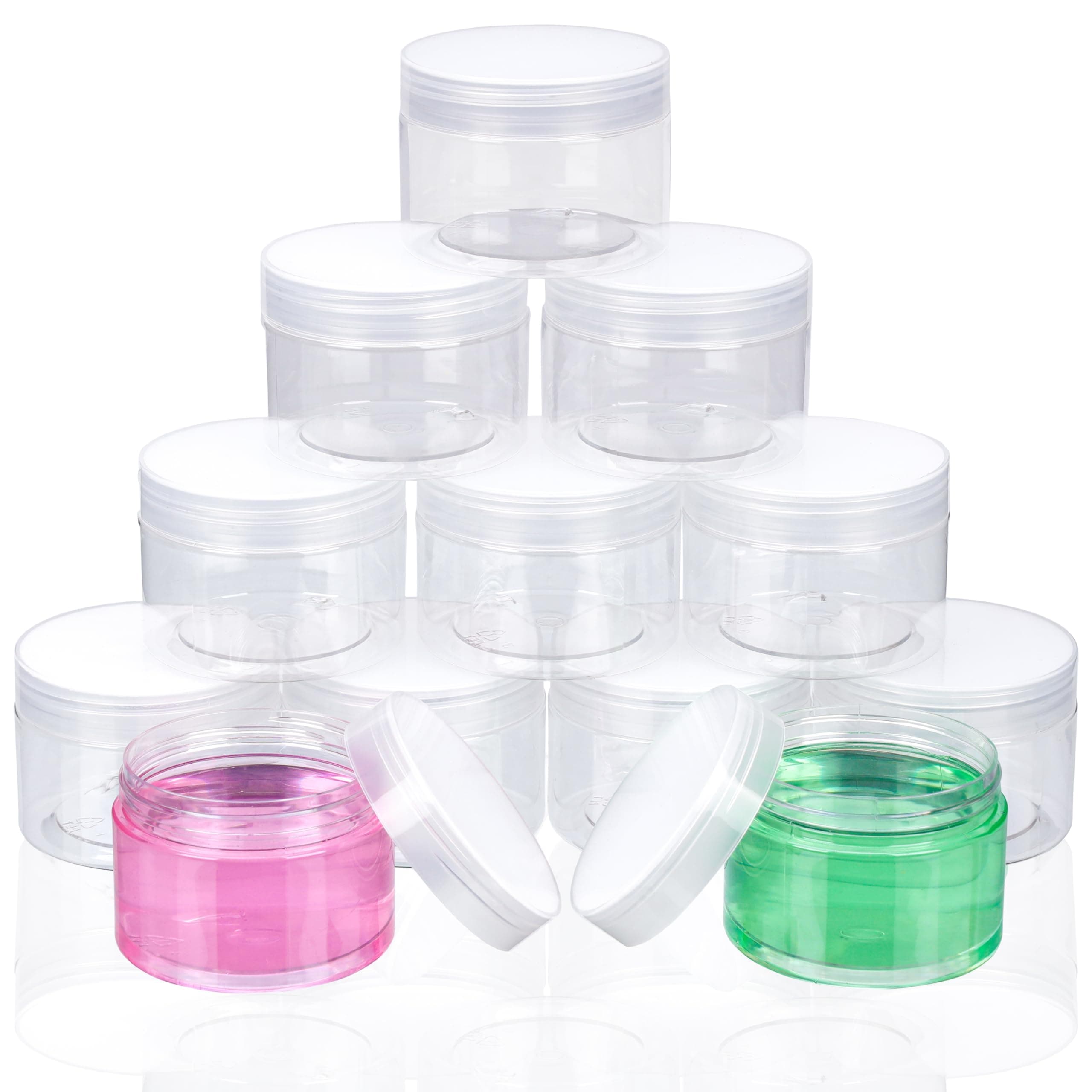 Belle Vous Empty Clear Cosmetic Container (12 Pack) - 120ml - Round Empty Plastic Jar with Screw Lid - for Travel, Creams, Lotions, Makeup - Waterproof and Airtight