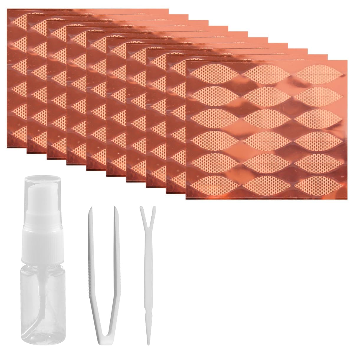 Extra Large Lace Eyelid Sticker Set Wider Half-Moon Eyelid Stickers with Tweezers Spray Bottle Designed for WOMEN and GIRLS Make-up