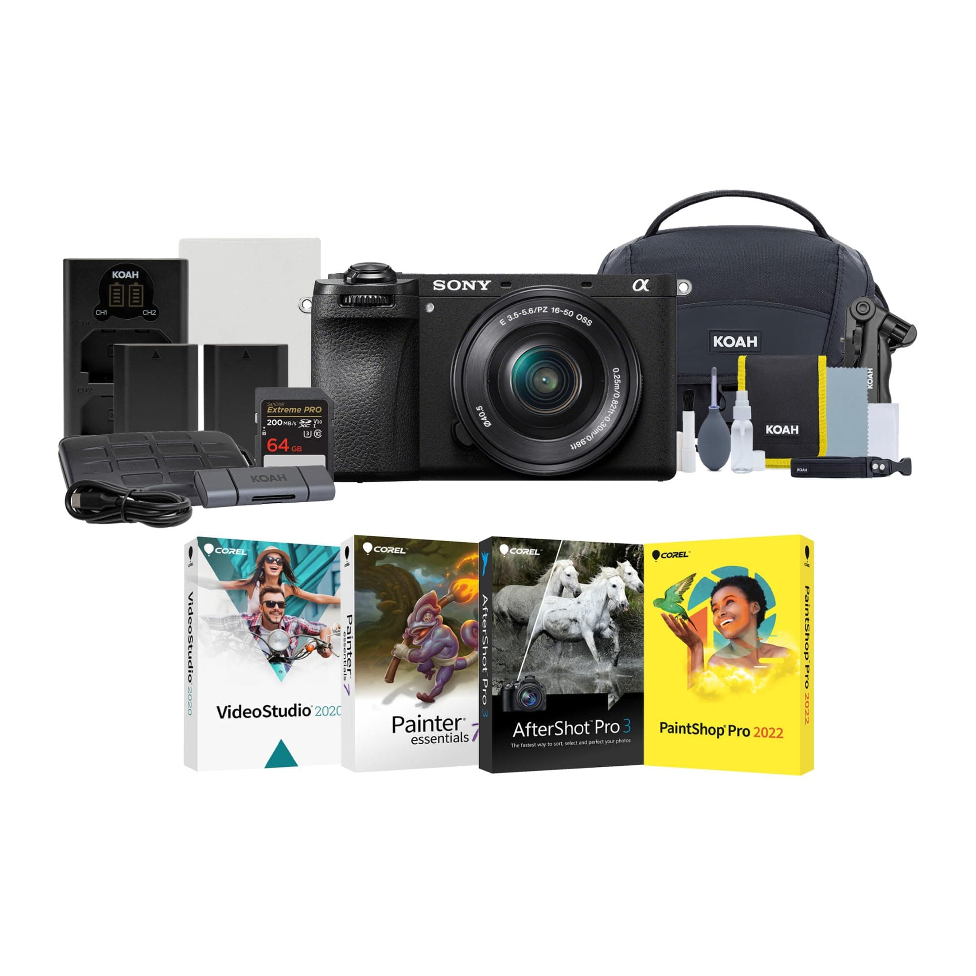 Sony Alpha 6700 APS-C Interchangeable Lens Hybrid Mirrorless with 16-50mm Lens, High-Performance Photography for Enthusiasts Bundle with Editing Software, SD Card, Bag, Mug and Accessories (8 Items)