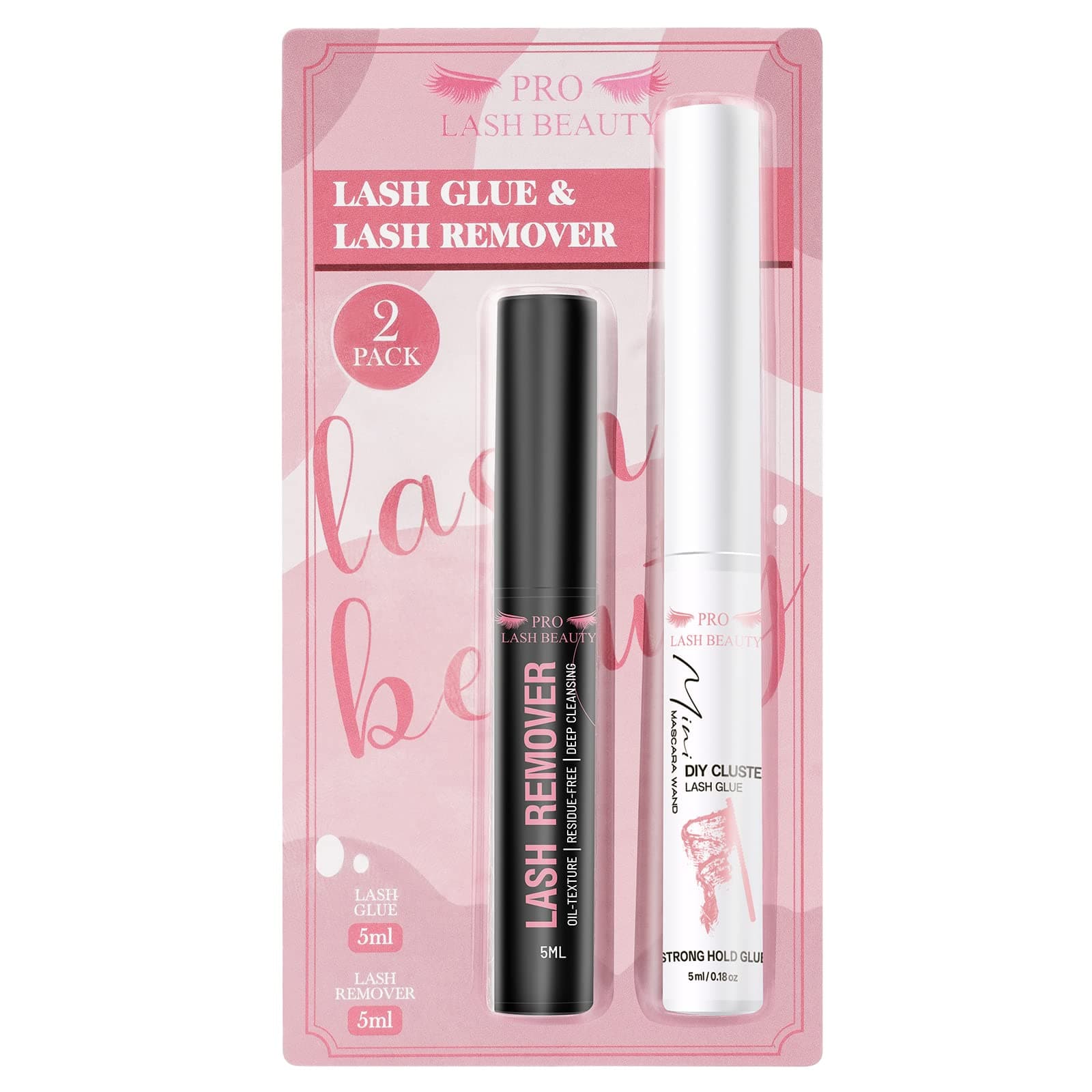 Lash Bond and Lash Remover Kit for Lash Clusters Cluster Lash Glue Eyelash Remover DIY Lash Extension Glue Strong Hold 48 Hours Oil Remover Fast Remove Residue(Clear Bond+Remover)