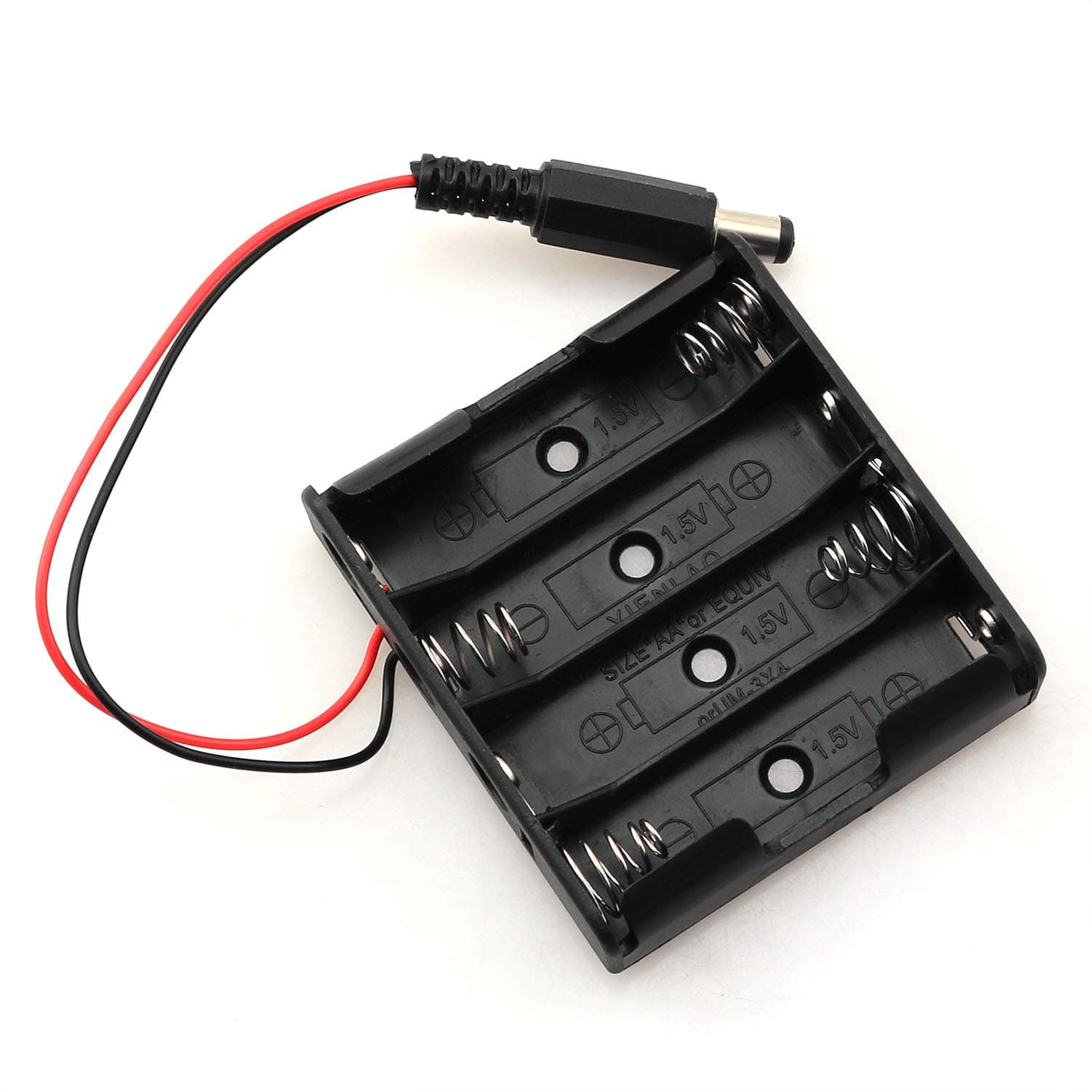 ZRM&E 6V Power Box 4xAA Battery Holder Case with DC 5.5x2.1 Connector Mate with Barrel Jack Connector on Arduino