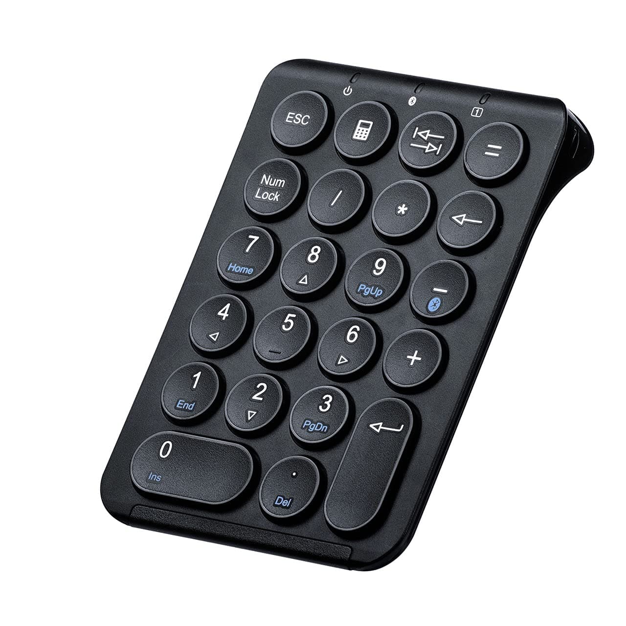 SANWA Bluetooth Numeric Keypad, Rechargeable Wireless Ten Key Number Pad, 22-Key Portable & Slim Financial Accounting Numpad for Laptop Computer, Compatible with MacBook, Windows, Android, iOS, Black
