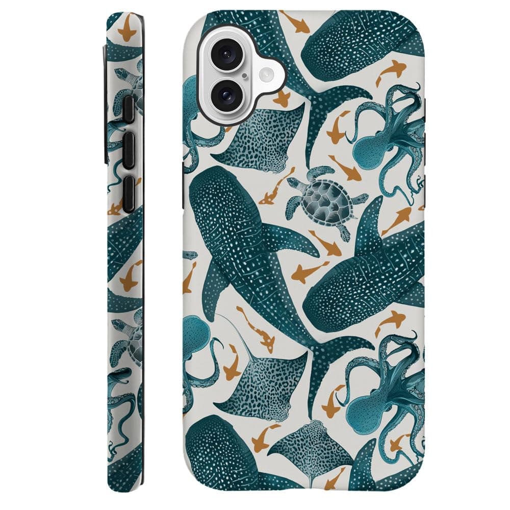 DAIZAG Case Compatible with for iPhone 16,Octopus Turtle Manta Ray Whale Phone Case for iPhone 16 for Girl Women Boy Men