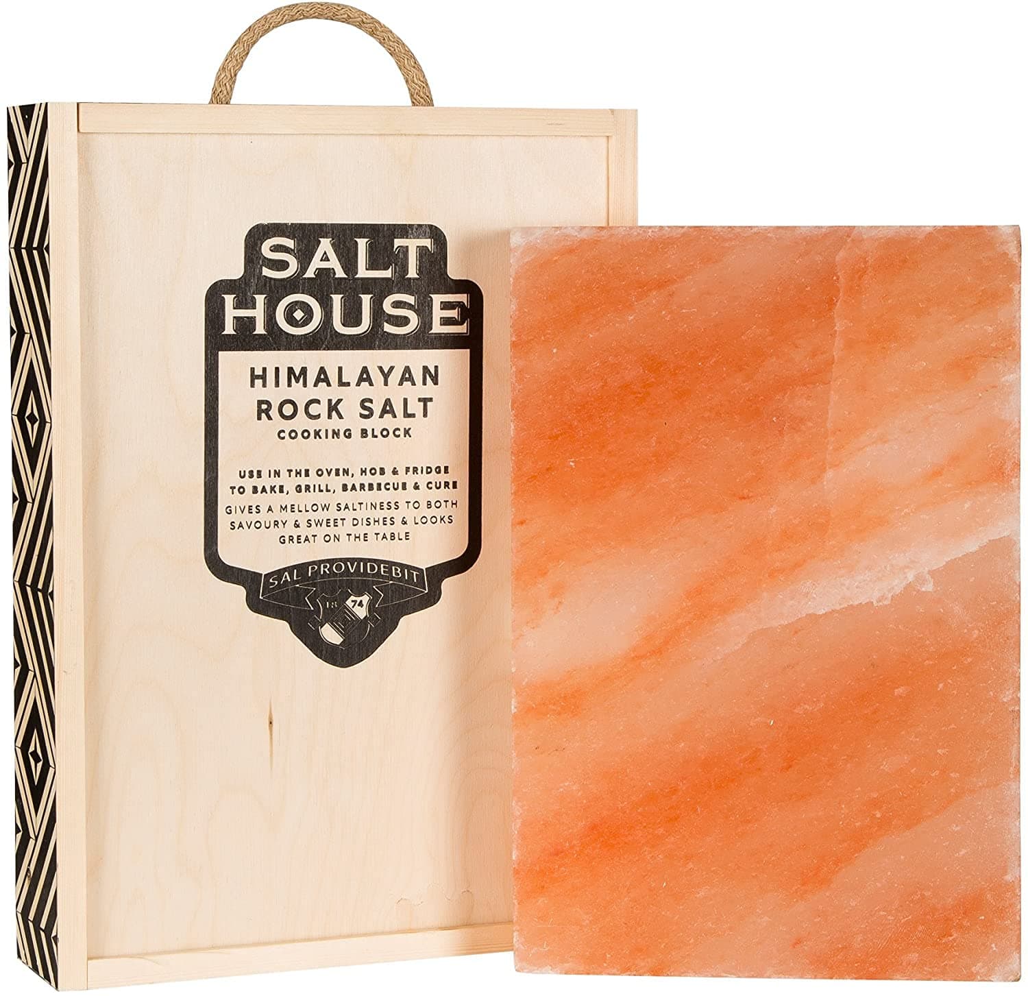 Himalayan Pink Salt Cooking Block with Presentation Gift Box and Cooking Guide Rectangle 30 x 20 x 3 CM