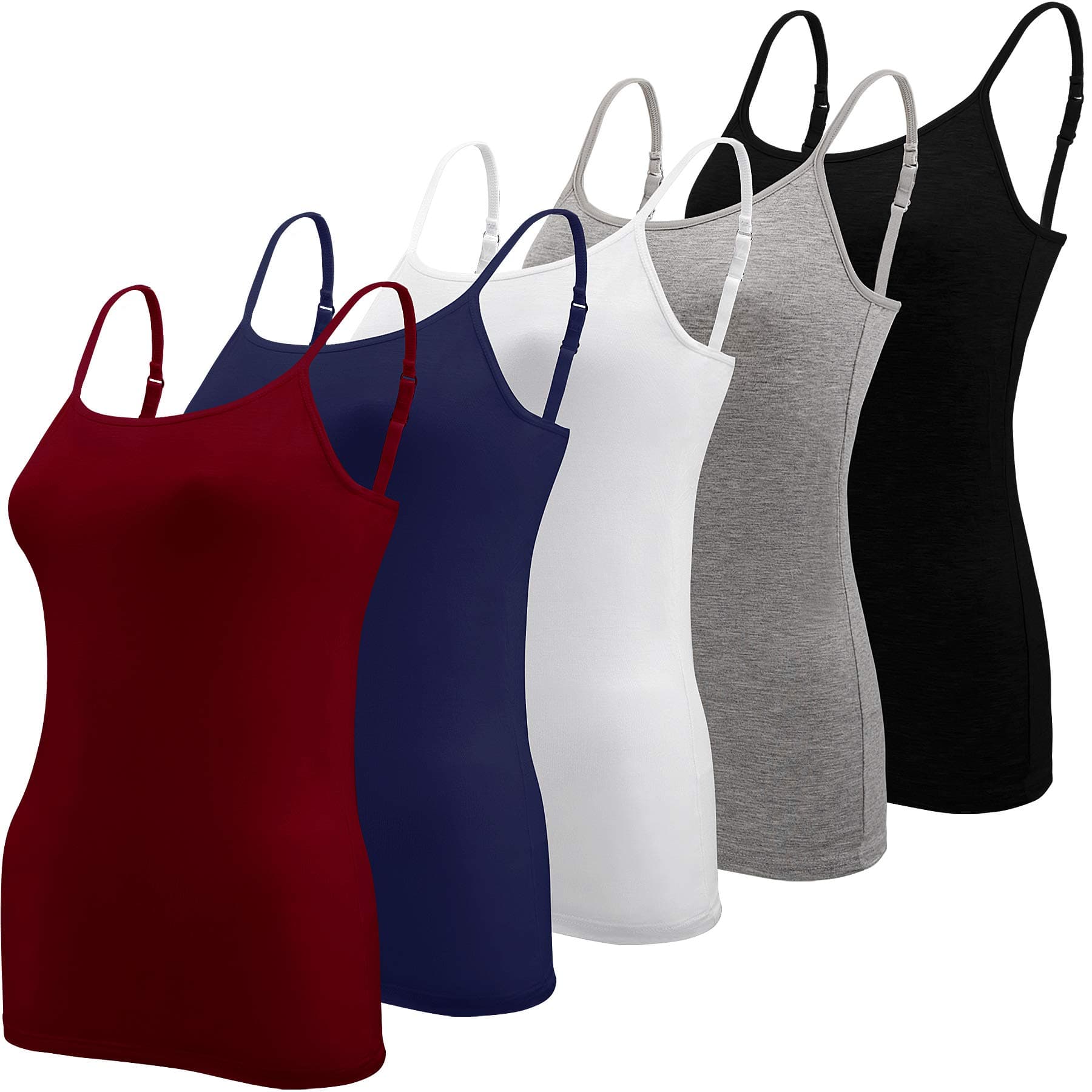BQTQ 5 Pieces Basic Camisole Adjustable Strap Vest Top for Women and Girl