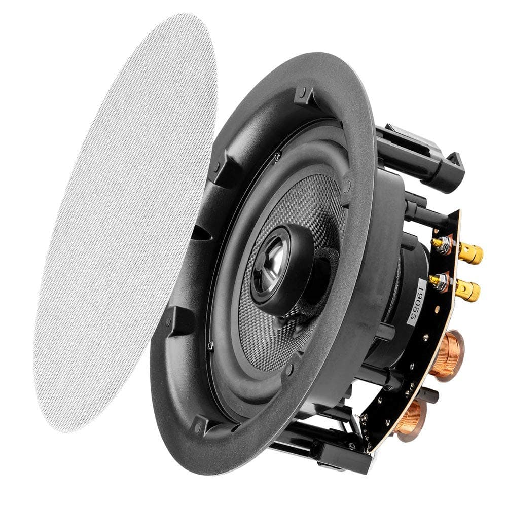 OSD Audio 6.5" in Ceiling Speaker Pair 150W, Trimless Magnetic Grille, Pivoting Tweeter, Paintable Grille ACE640