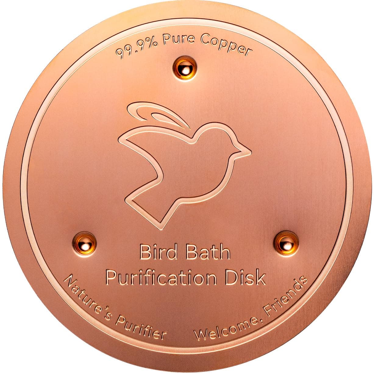 Mellbree Copper Bird Bath Cleaner Disk, 0.6mm Thick 99.9% Pure – Durable 3-Point Base, Garden Water Maintenance Solution