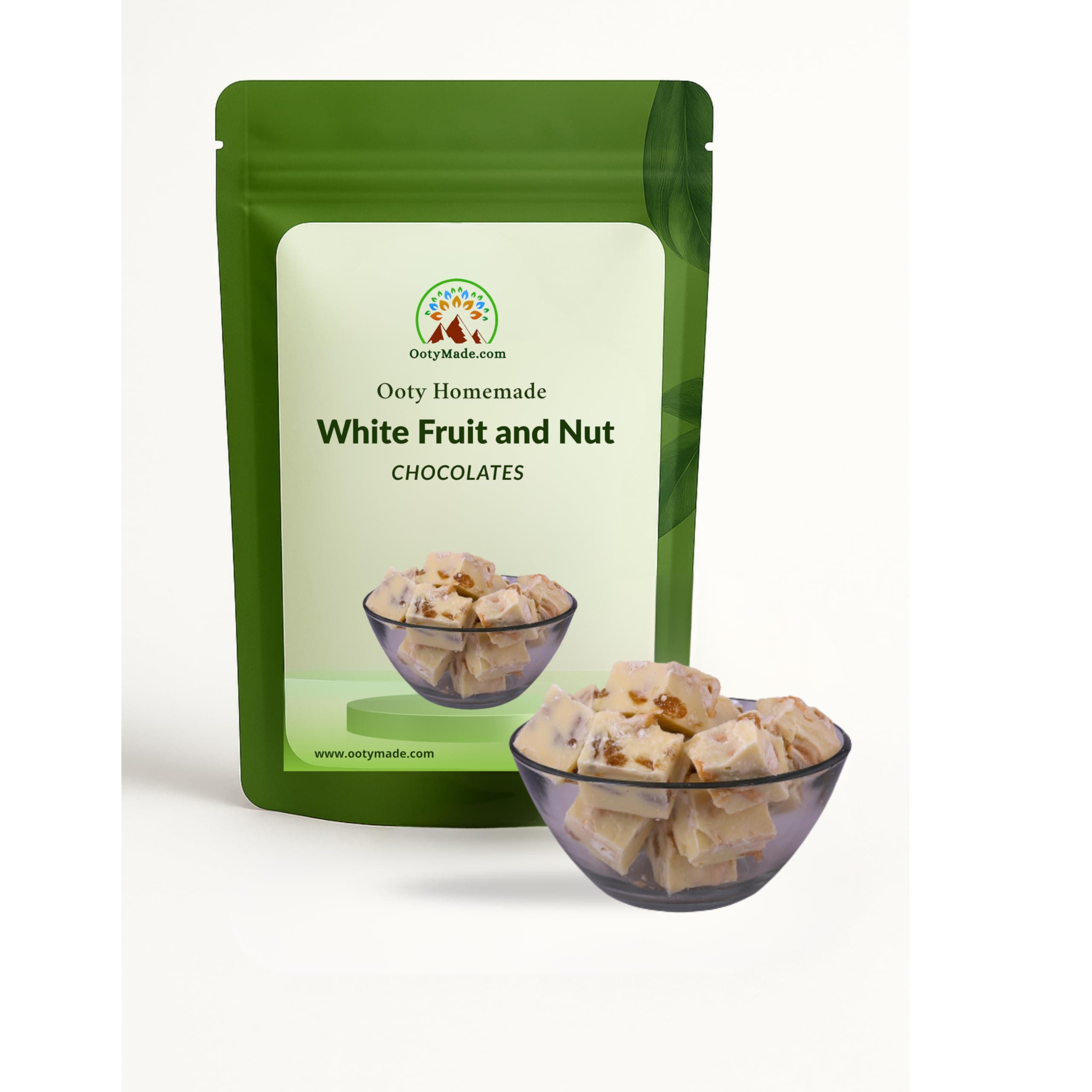OotyMade.com White Fruit and Nut Chocolate 250 Grams - Organic Homemade Assorted Ooty Chocolates - Premium Ooty Chocolate Box
