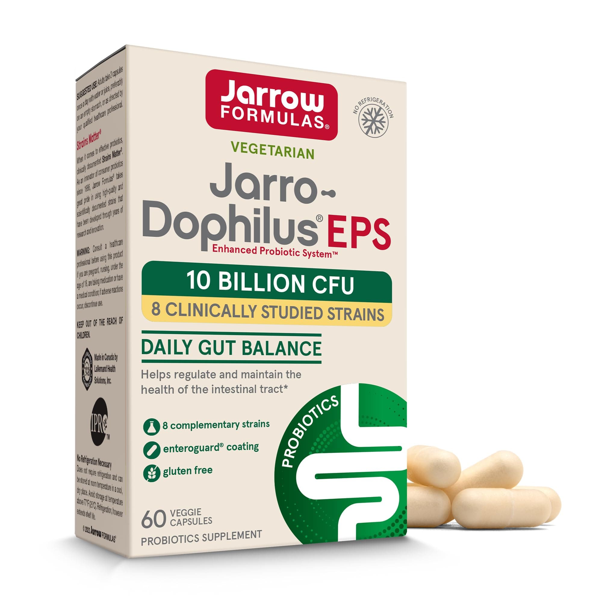 Jarrow Formulas Jarro-Dophilus EPS, 5 Billion Cells Per Capsule, Supports Intestinal Function and Health, 60 Veggie Capsules