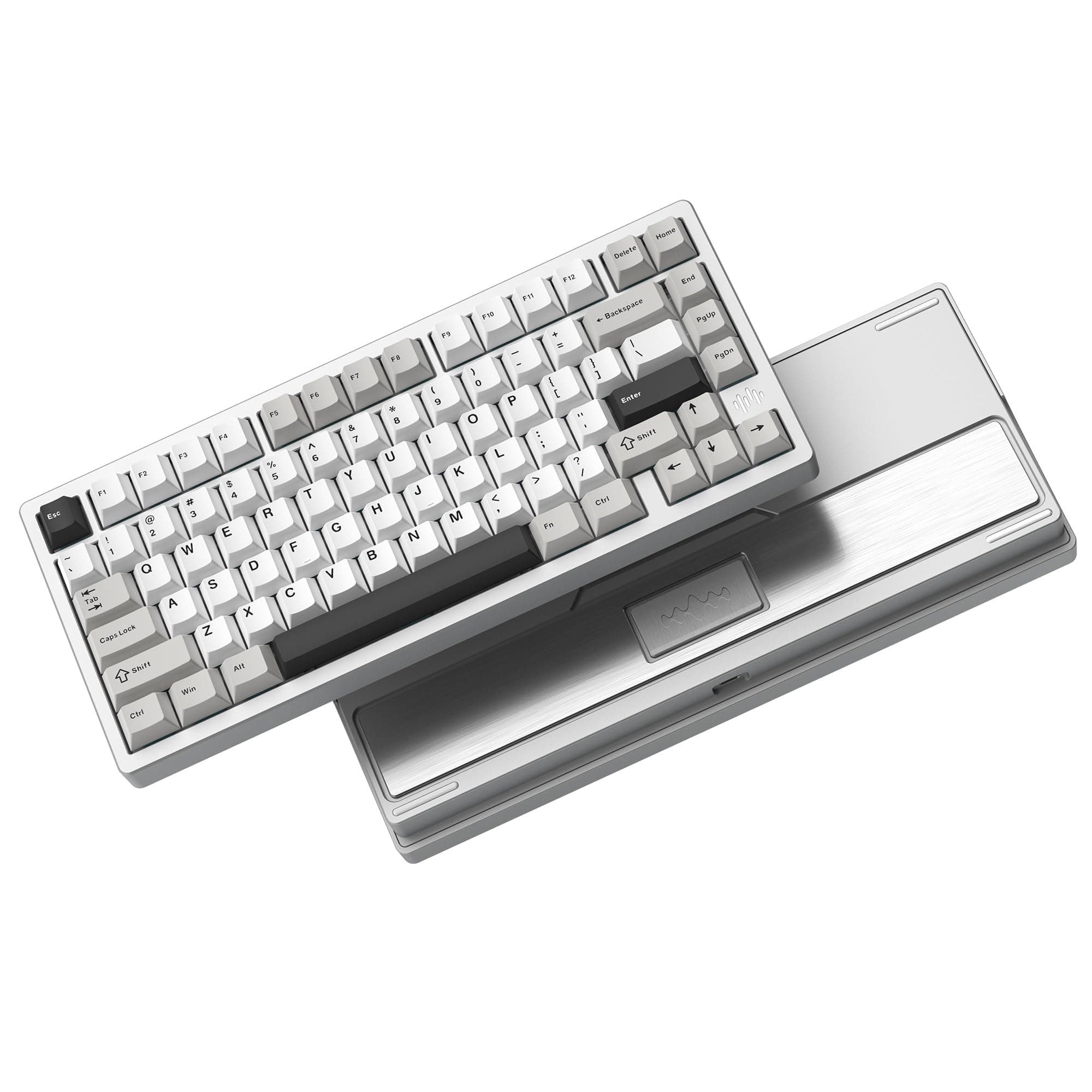 Womier RD75 Pro 75% Keyboard, Quick Release Wireless Aluminum Gaming Keyboard, QMK/VIA Tri-Mode Mechanical Keyboard Custom Hot Swappable with RGB Creamy Keyboard for Windows/Mac/PC - Silver