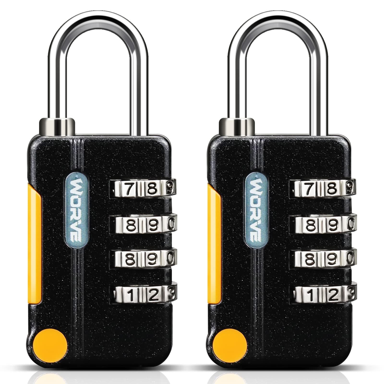 Worve 2 Pack Combination Lock 4 Digit Outdoor Waterproof Padlock for School Gym Locker, Sports Locker, Fence, Toolbox, Gate, Case, Hasp Storage (Black)