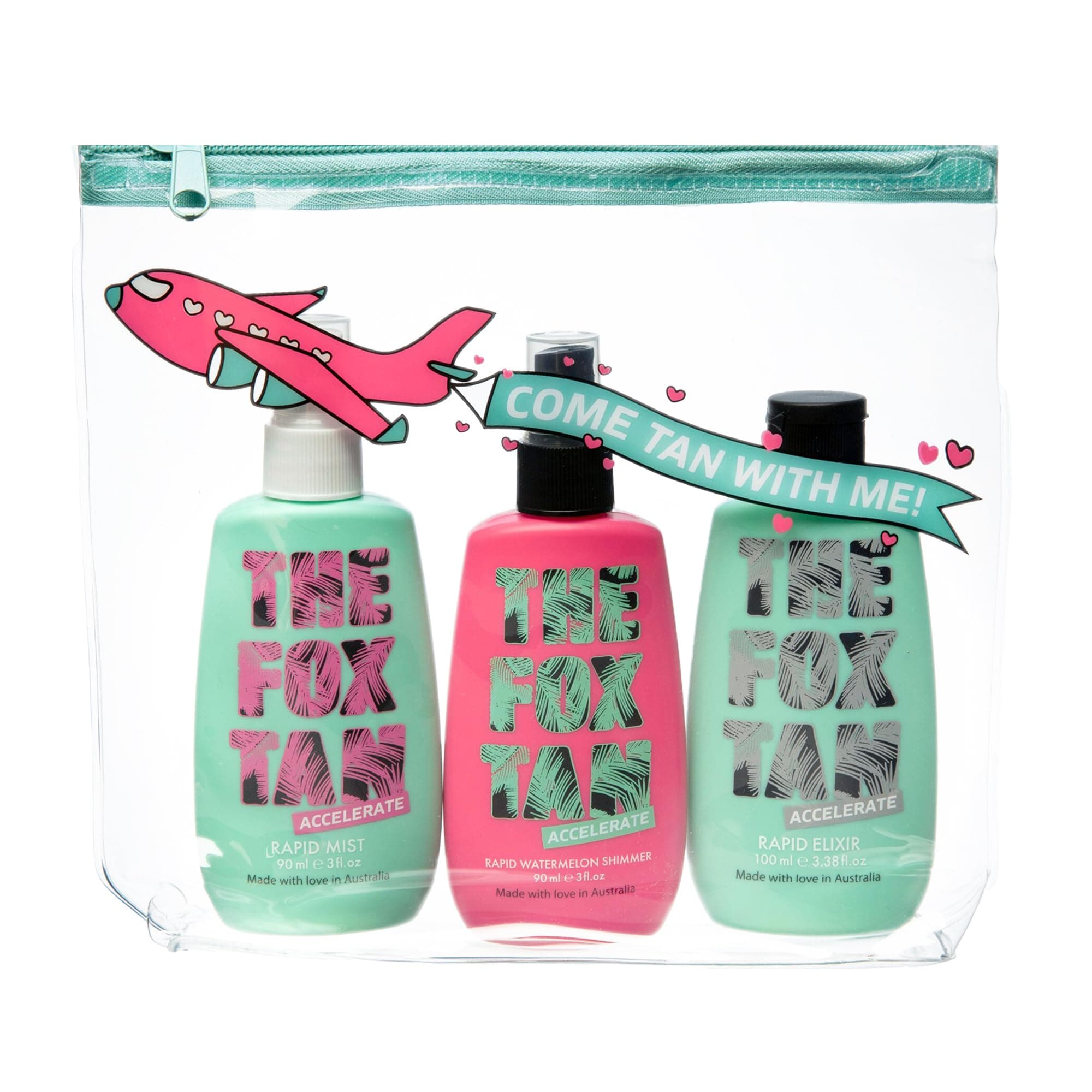 The Fox Tan Jet Setter Pack, Travel-Friendly Set For Darker, Faster, Flawless Tans, Vegan & Cruelty Free, 100mL + 90mL + 90mL (3 Pieces)