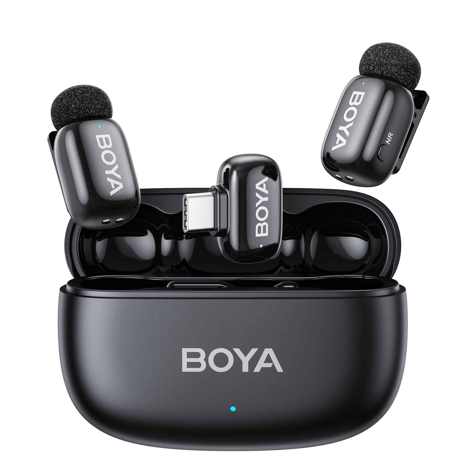 BOYA mini 2 Wireless Lavalier Microphones for iPhone 15/16/17 & Android, AI Noise Cancellation, App Control, 30H Battery Life with Charging Case, Lapel Microphone Wireless for Video Recording Vlogging
