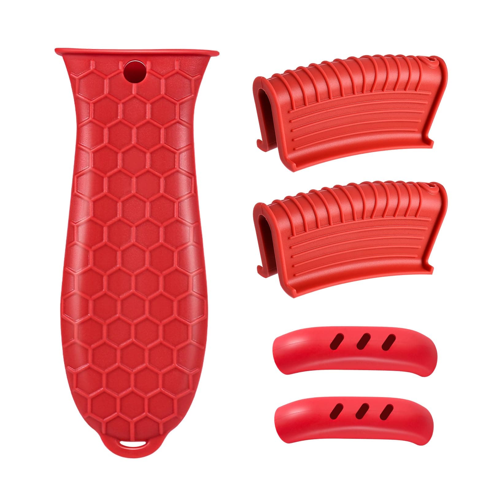 5 Pcs Cast Iron Handle Cover, Silicone Hot Handle Holder, Heat Resistant Cast Iron Skillet Covers Potholder for Frying Pans and Griddles Kitchen Supplies