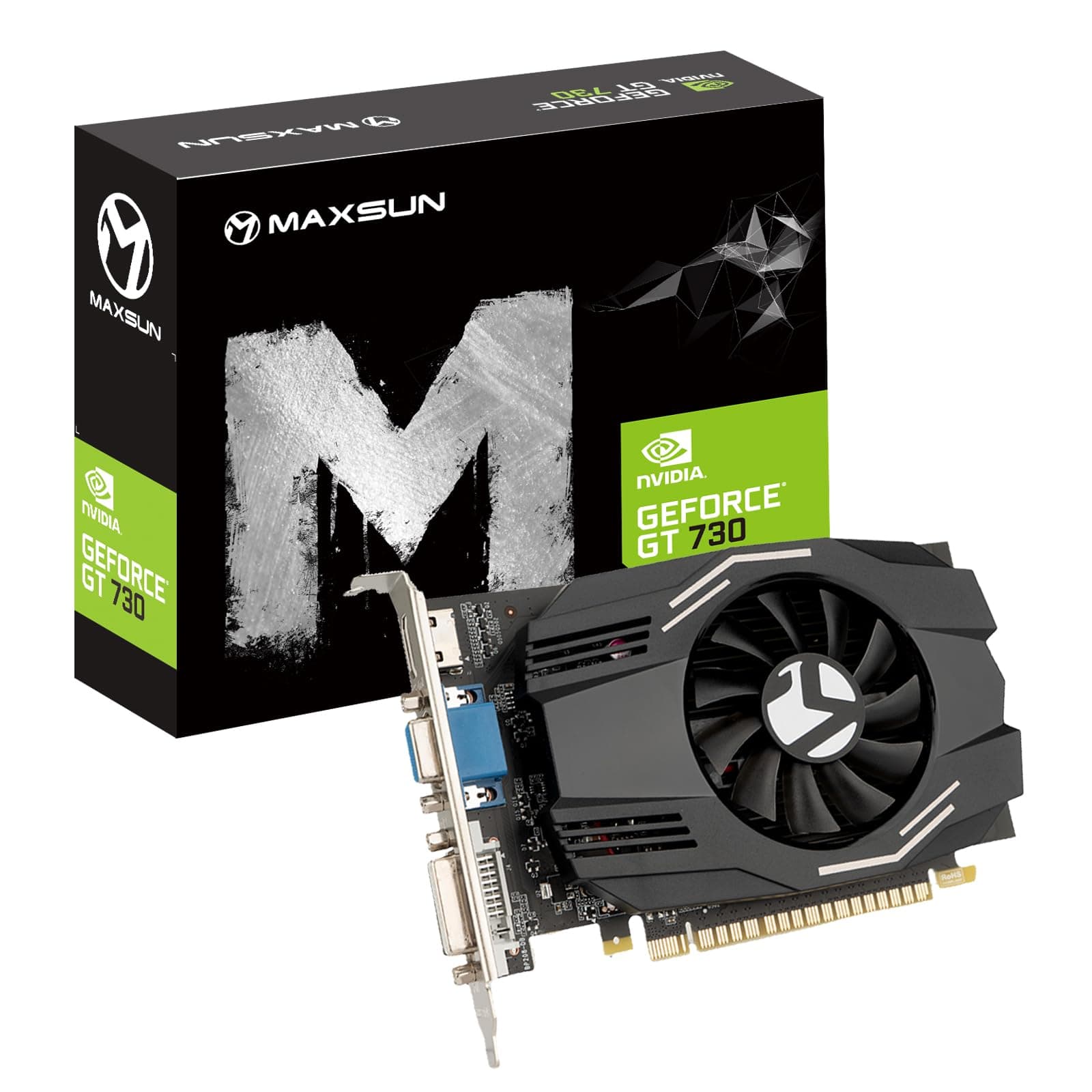 maxsun GeForce GT 730 2GB Video Graphics Card GPU for Computer PC GDDR3 PCI Express DVI-I, HDMI, VGA 4K Multi Screen