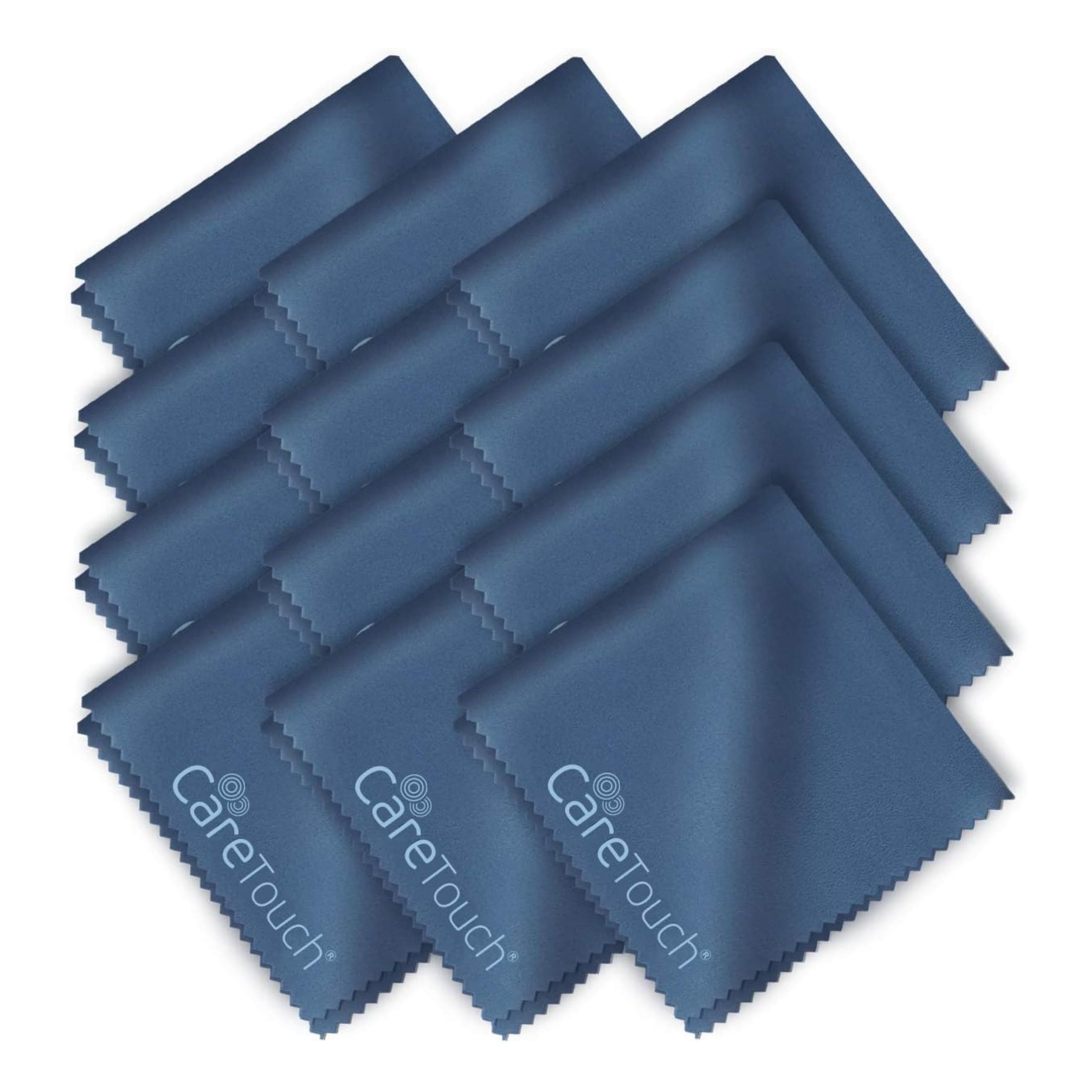 Care Touch Microfiber Cleaning Cloths, 12pk - Glasses Wipes - Eyeglass Cloth - Cleans Eyeglasses, Lenses, Screens, Phones, Surfaces - Large Lint Free Microfiber Glass Cleaning Cloth - 6x7 (Navy)