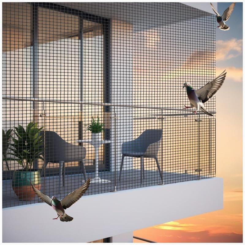 Bird Control Black Nylon Knotted Anti-Bird Net UV Stabilized Multi Filament with Tying Ropes Attached, Cable Ties & Cup Hooks for Easy Installation - Black - 6ft x 8ft