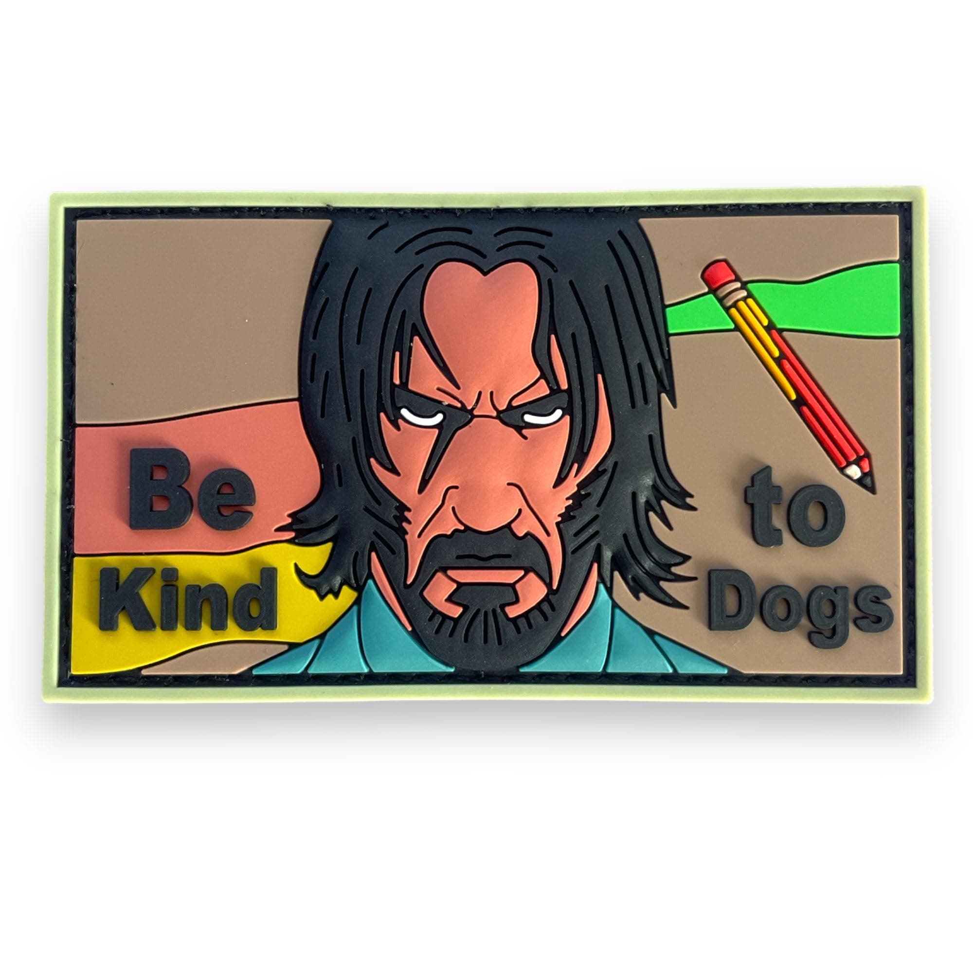 Jestik PVC Patch, Funny Patches, Humorous Tactical Morale Patch with Hook and Loop Fastener, Cute Patches for Backpacks, Military Uniforms, Jeans, Jackets, Vests & More - John Wick Be Kind to Dogs