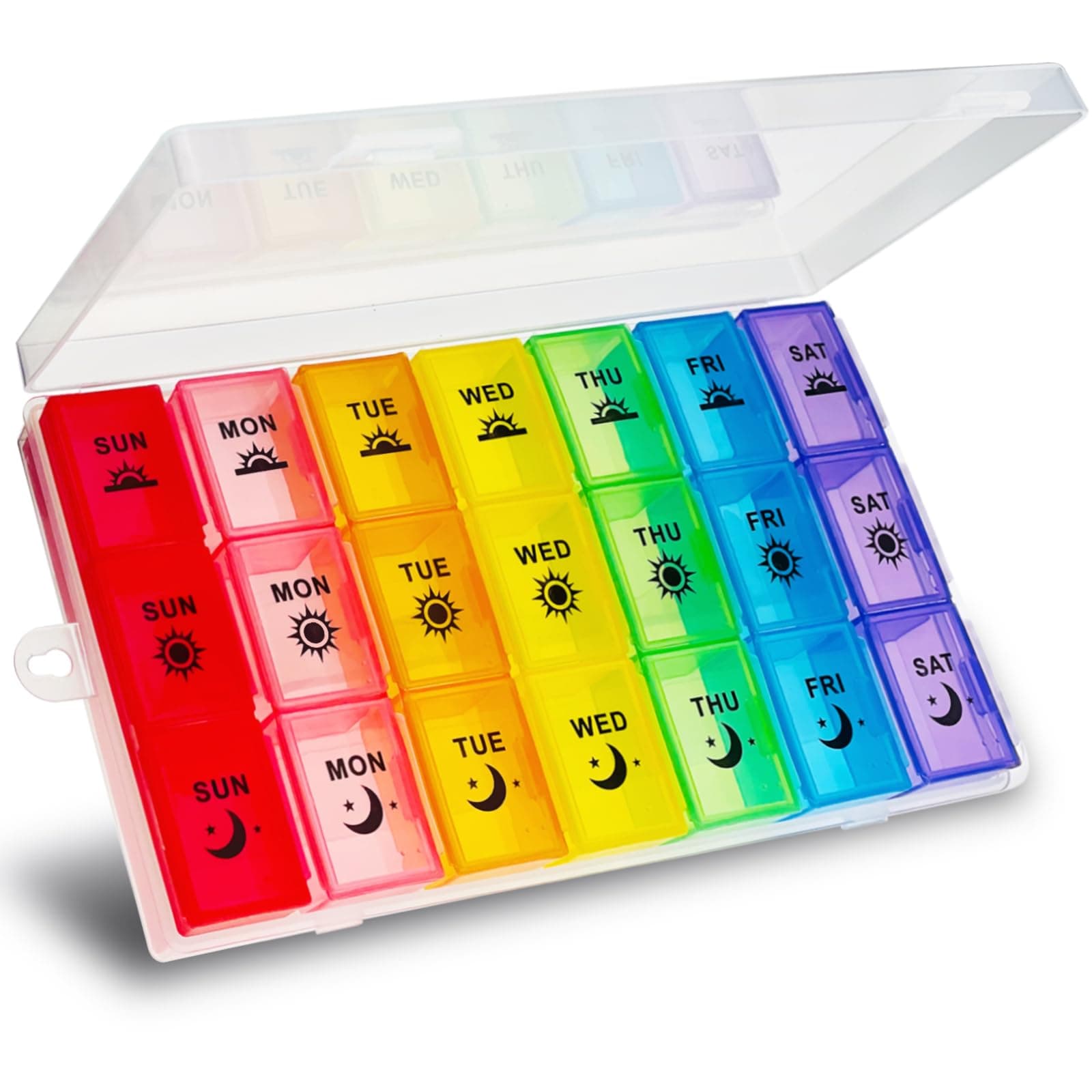 Weekly Pill Organizer 3 Times a Day, Large Pill Box 7 Day, Medicine Organizer Box, Pill Case Container, Daily Pill Organizer for Vitamins/Fish Oils.